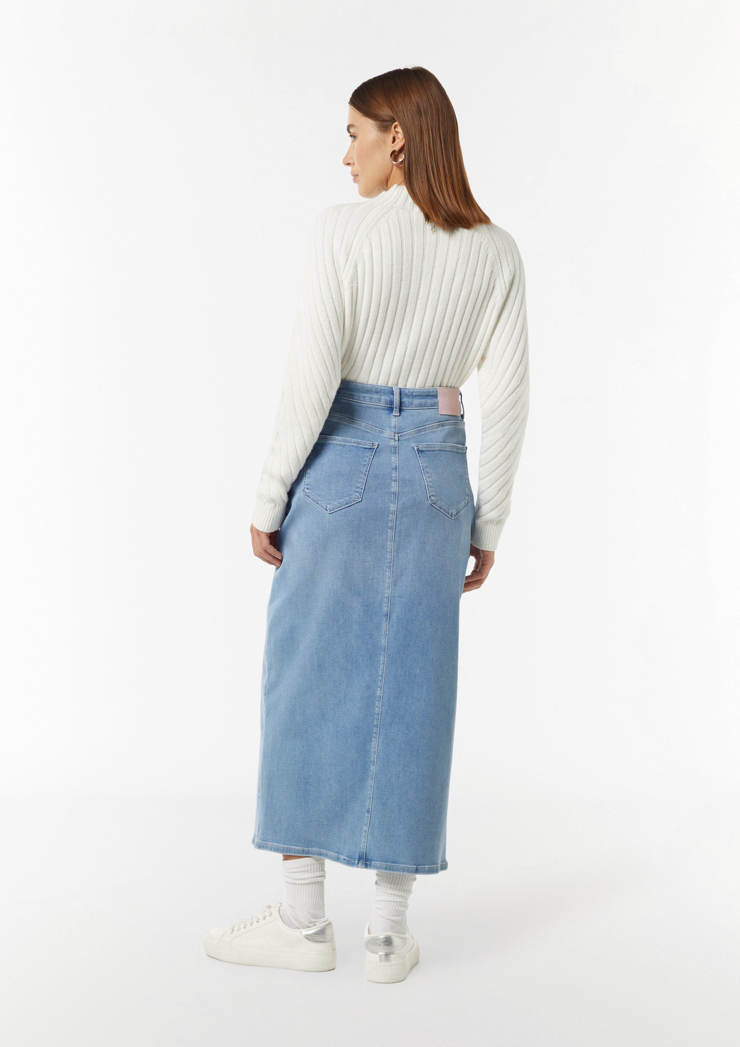 Long denim skirt with a slit - blue | Comma Long denim skirt with a slit - blue | Comma
