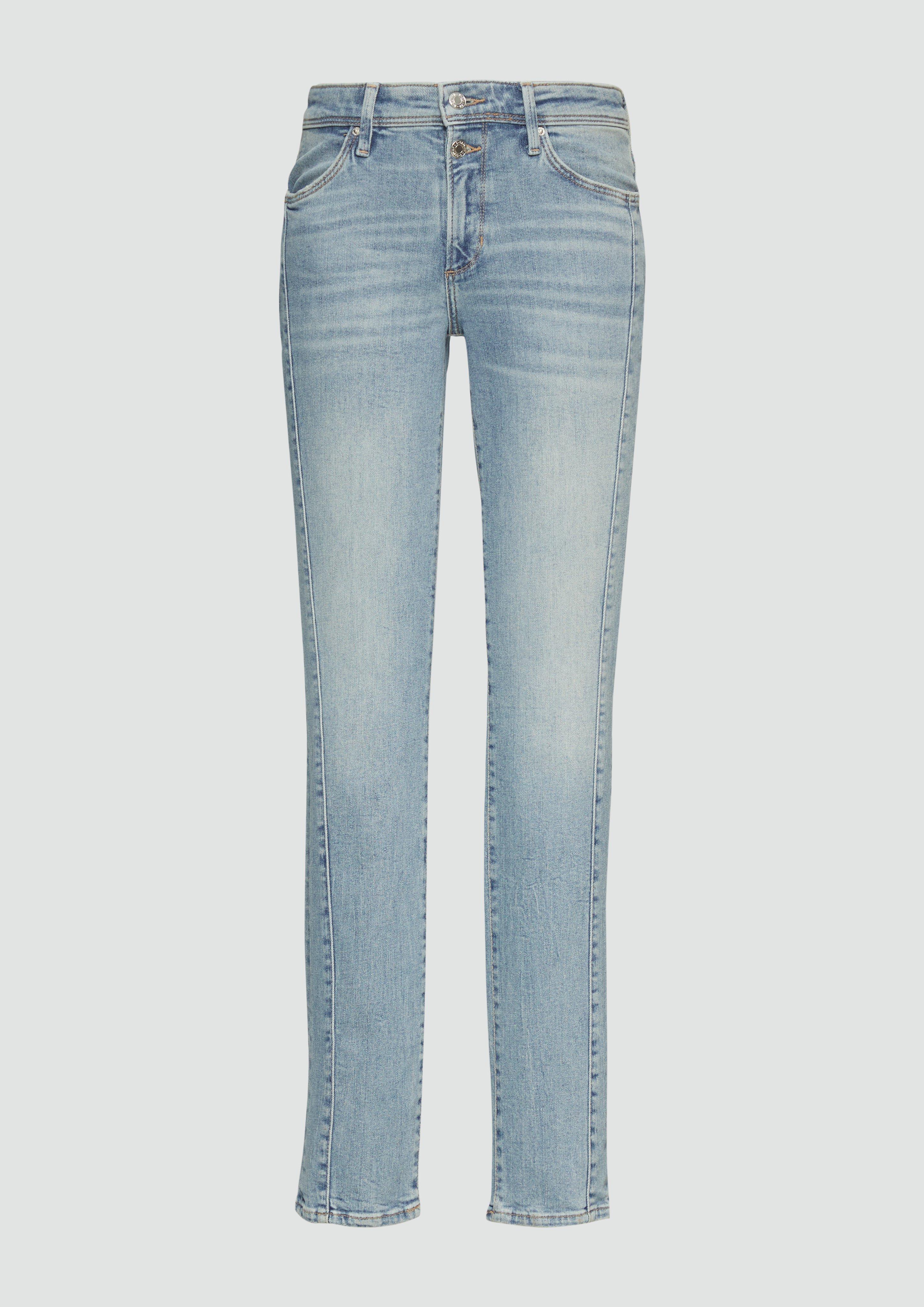 s.Oliver - Jeans Betsy / Slim Fit / Mid Rise / Slim Leg / mit seitlichem Nahtdetail, Damen, blau