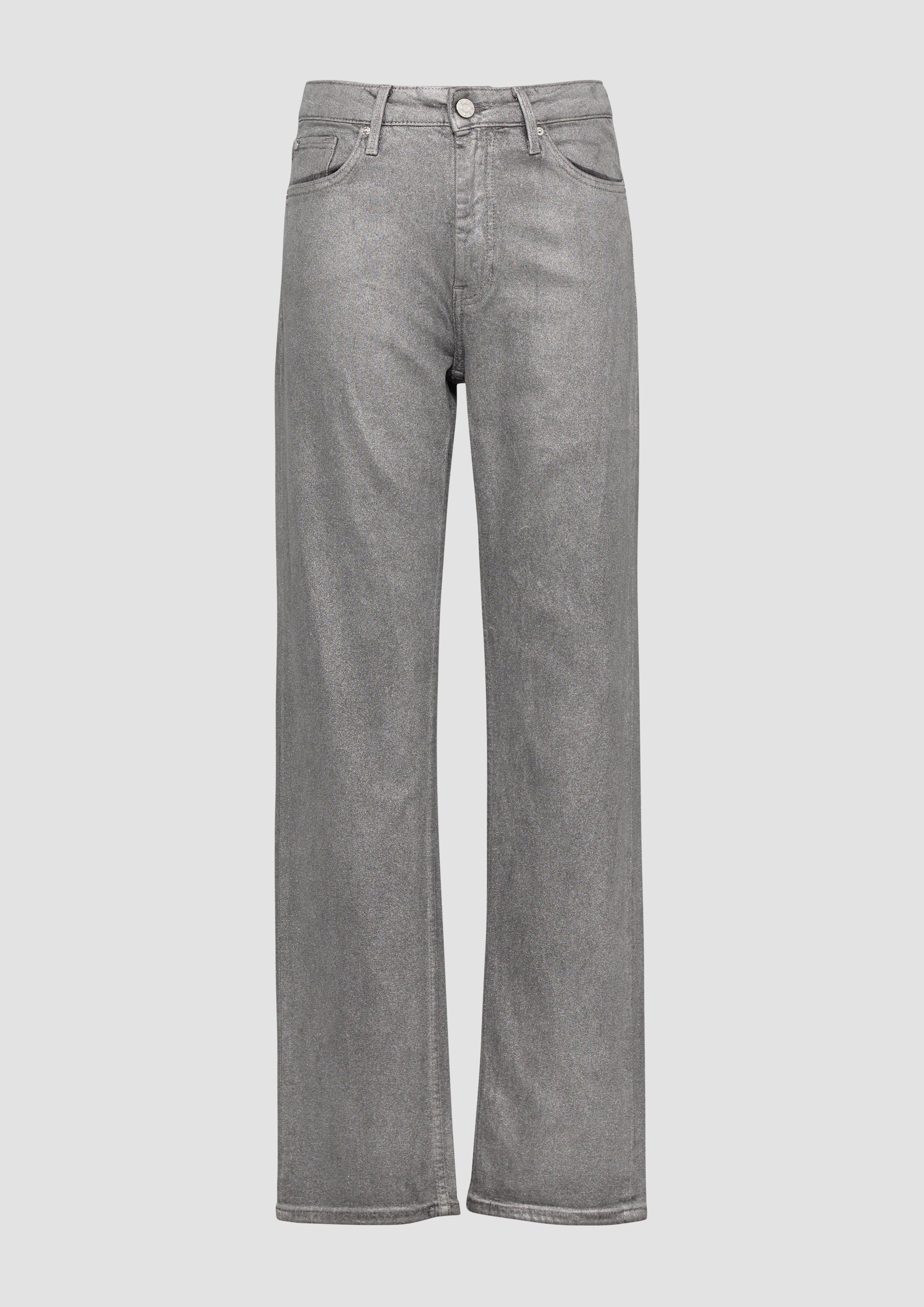 Thumbnail - s.Oliver - Jeans Karolin / Regular Fit / High Rise / Straight Leg / mit Glitzereffekt, Damen, grau