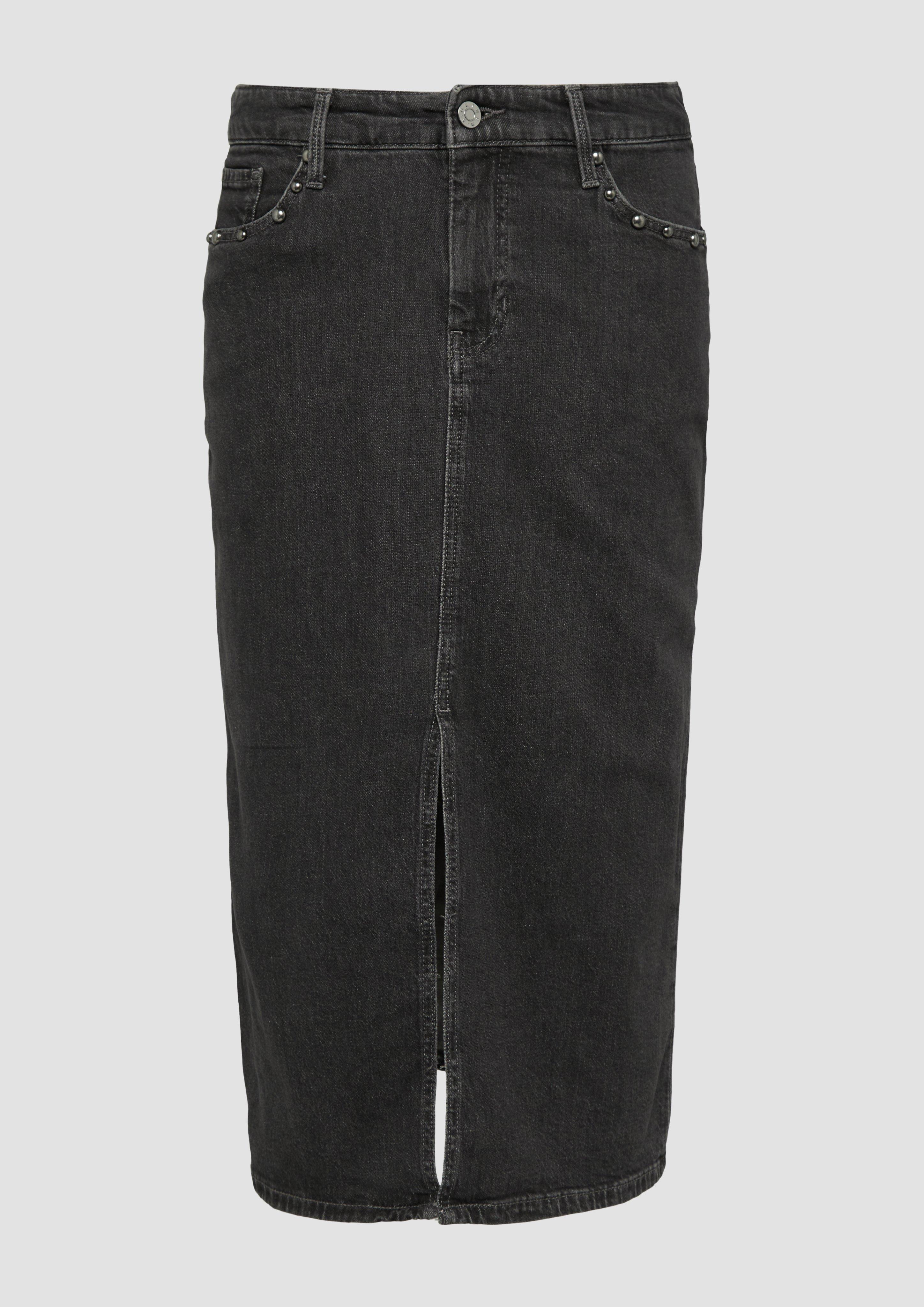 s.Oliver - Midi-Jeansrock mit Gehschlitz, Damen, grau