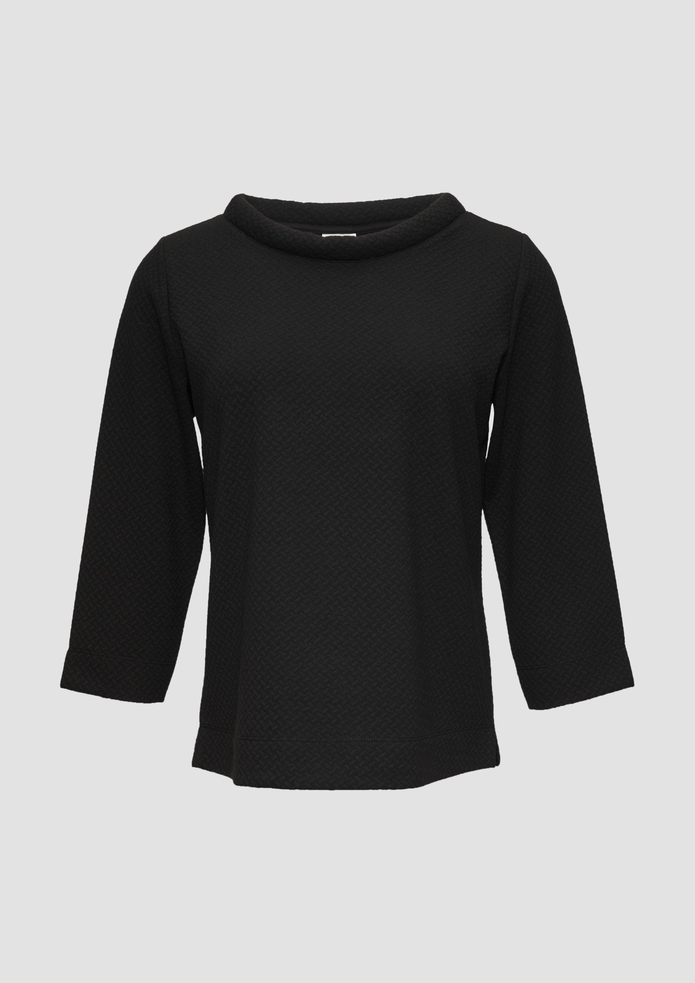 s.Oliver - Strukturiertes Sweatshirt mit Rundhalsausschnitt, Damen, schwarz