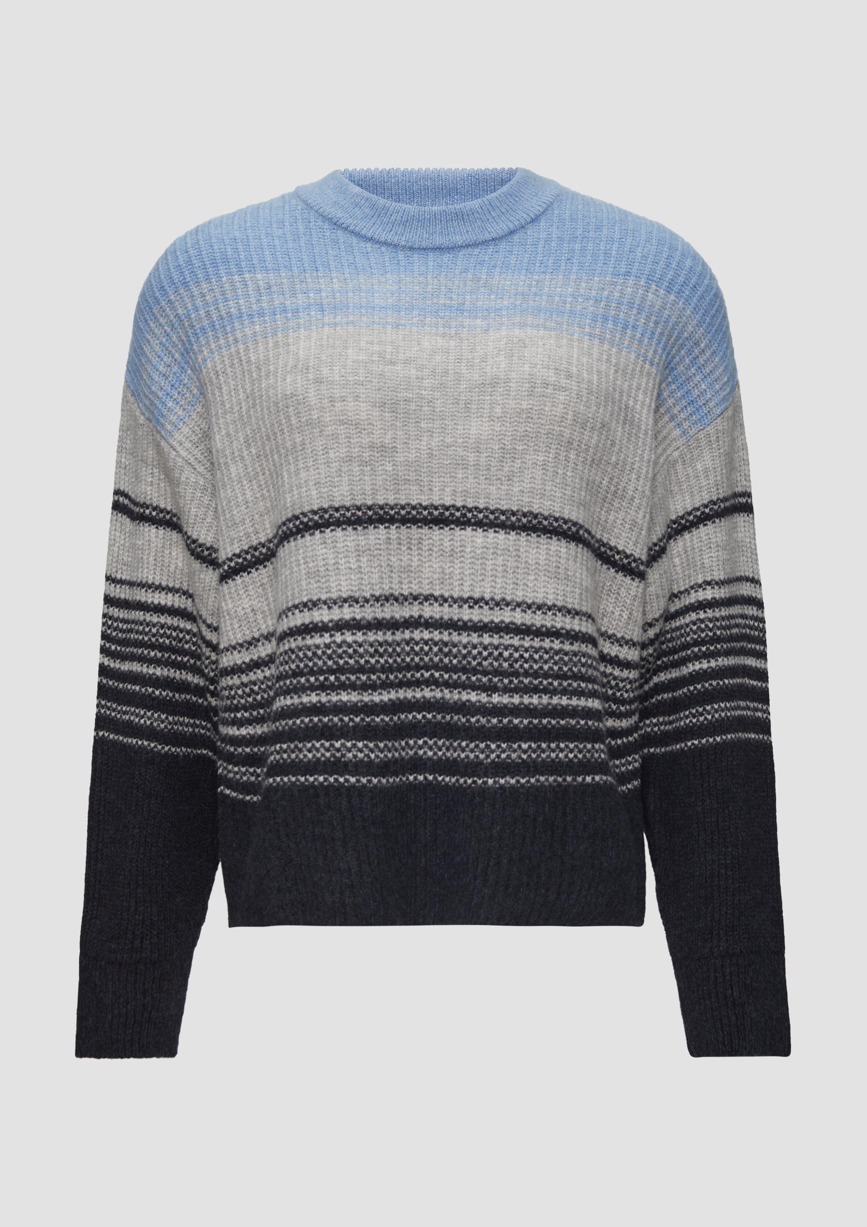 s.Oliver - Gestreifter Strickpullover im Relaxed Fit, Damen, blau|grau