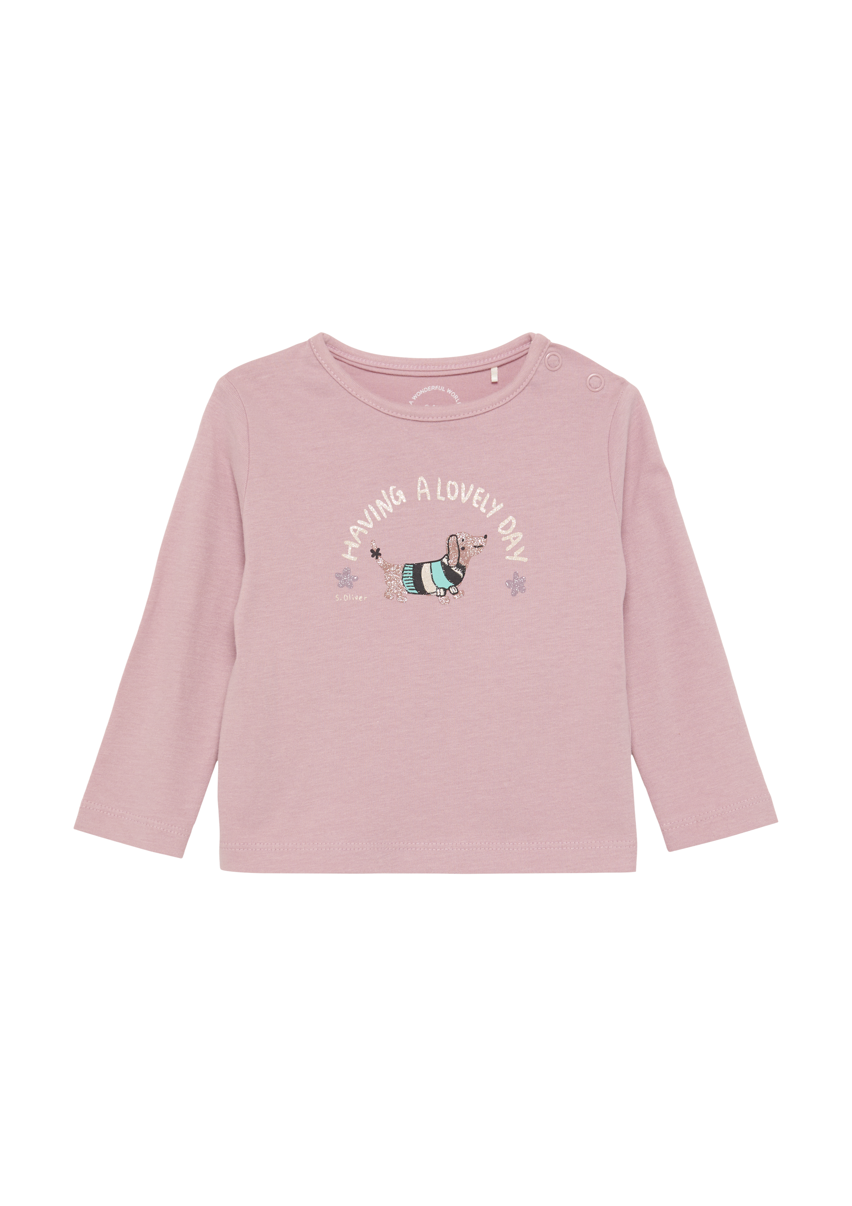 s.Oliver - Langarmshirt mit Glitzerprint, Babys, Rosa