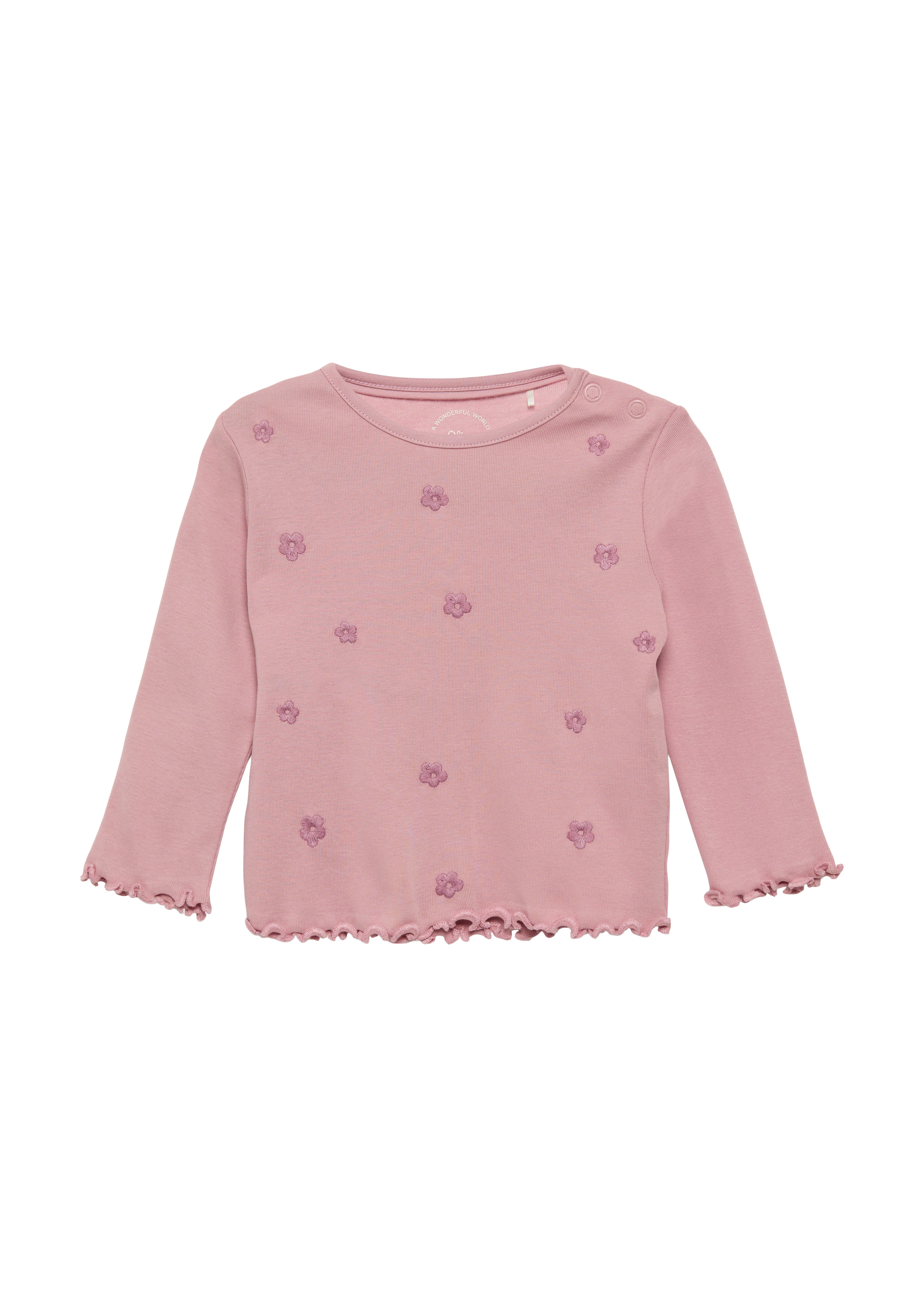 s.Oliver - Langarmshirt mit Stickerei und Rollsaum, Babys, Rosa