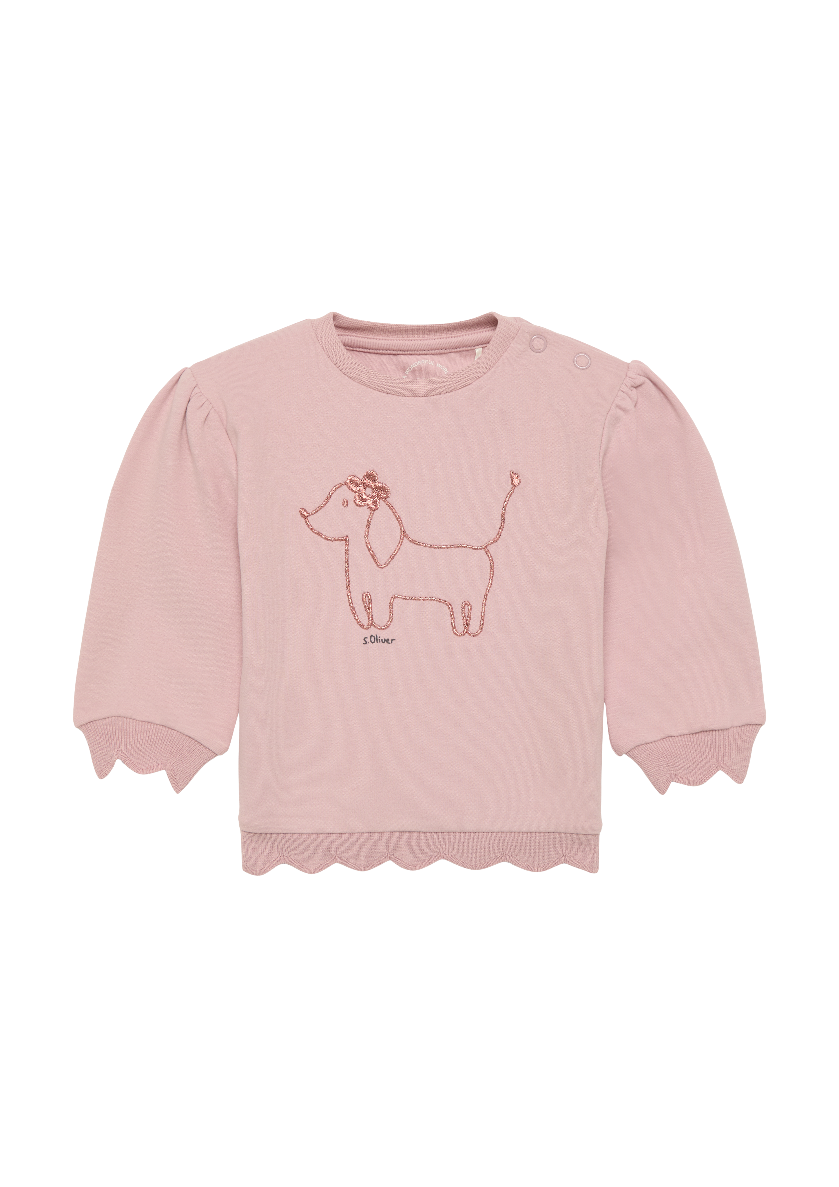 s.Oliver - Sweatshirt mit Wellensaum und Glitzer-Stickerei, Babys, Rosa