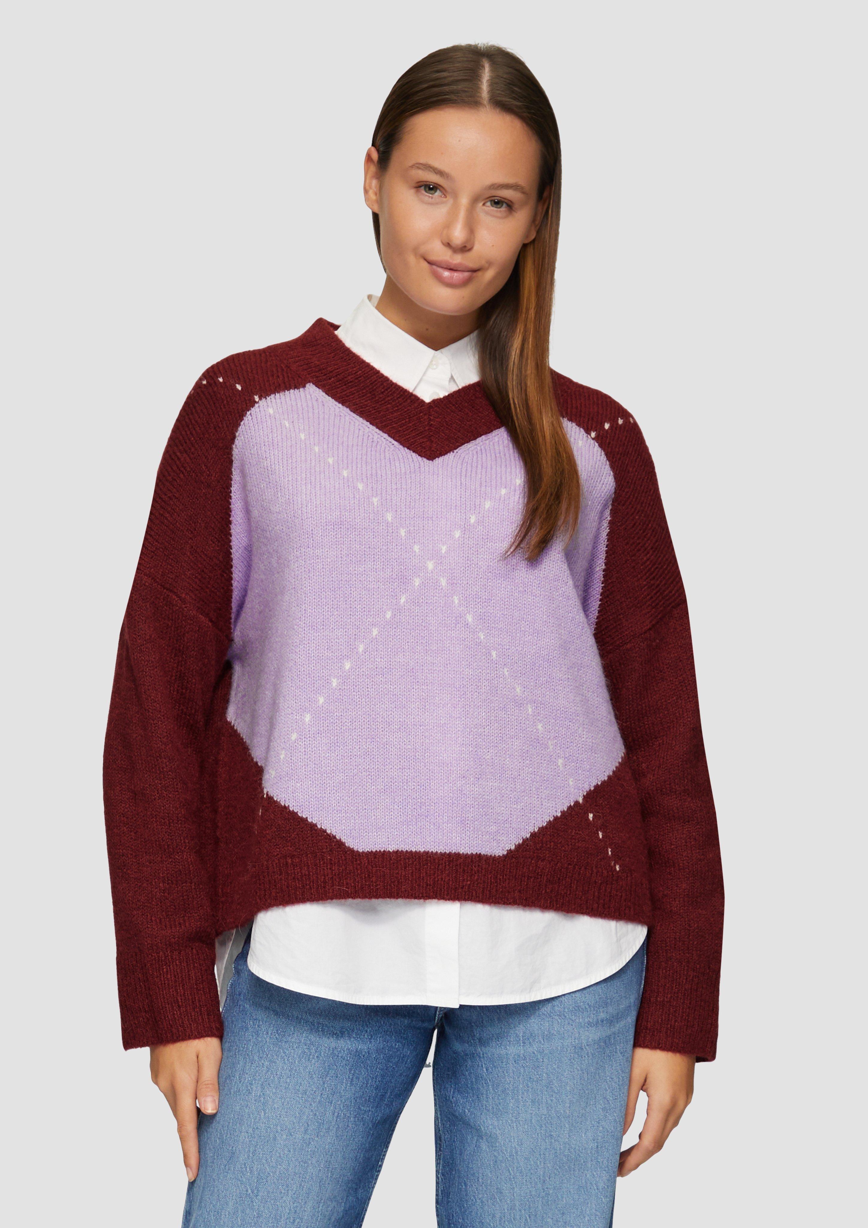 S.Oliver Oversized Wollmix-Strickpullover mit Argyle-Muster