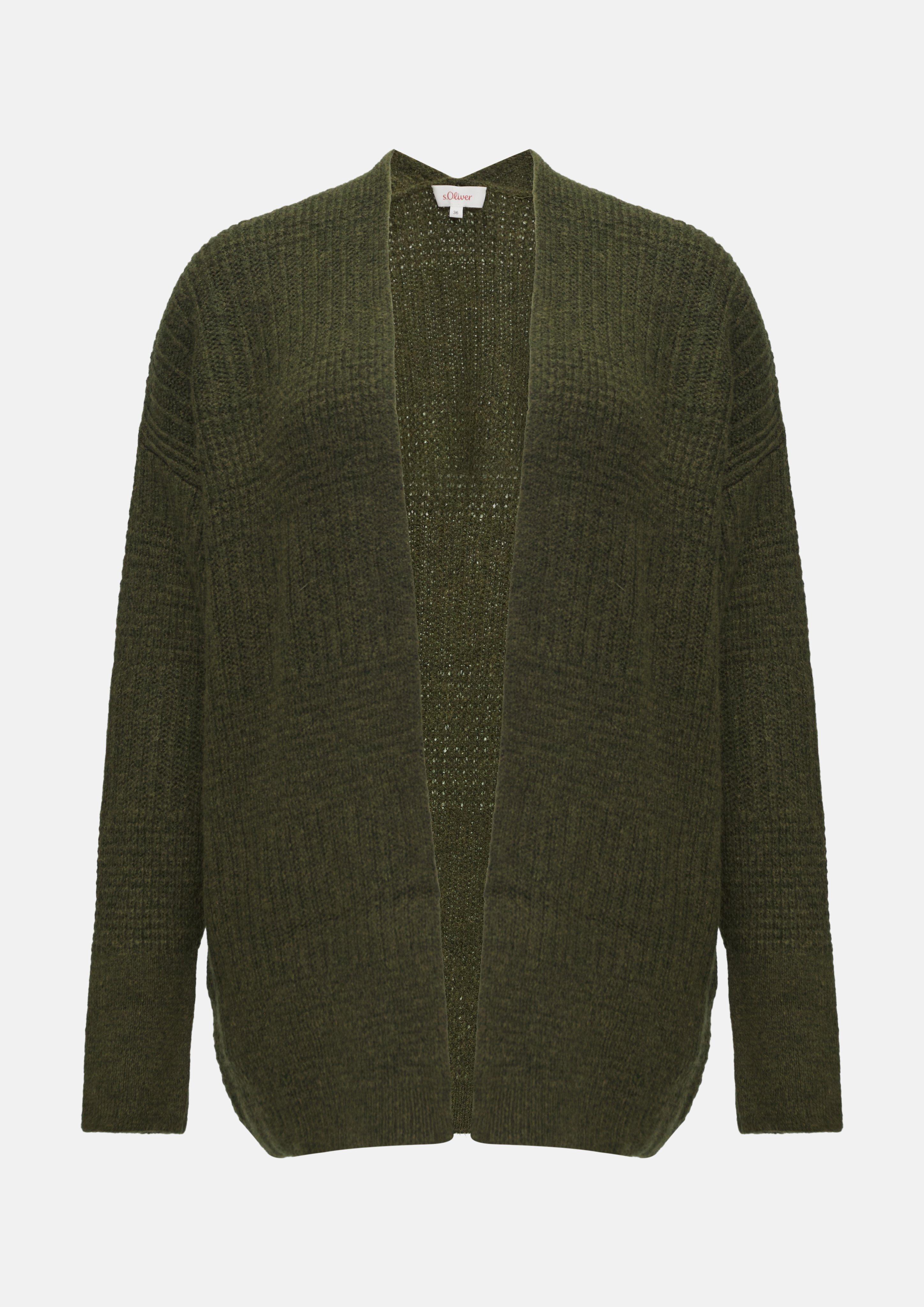 s.Oliver - Flauschige Strickjacke in Oversize, Damen, Grün