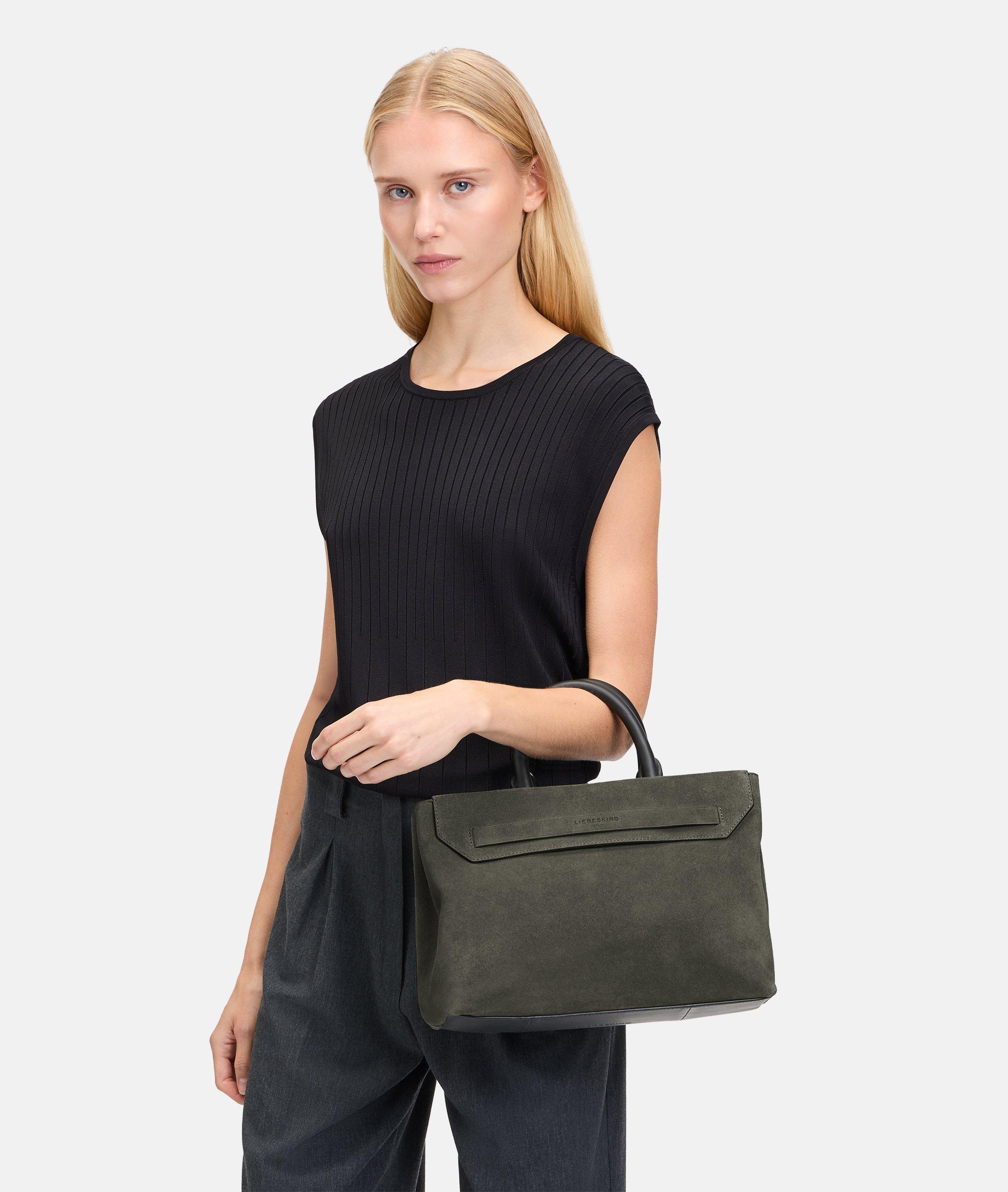 LIEBESKIND Berlin Umhängetasche Lora – Kleine Leder-Umhängetasche, Schwarz, Modernes Design