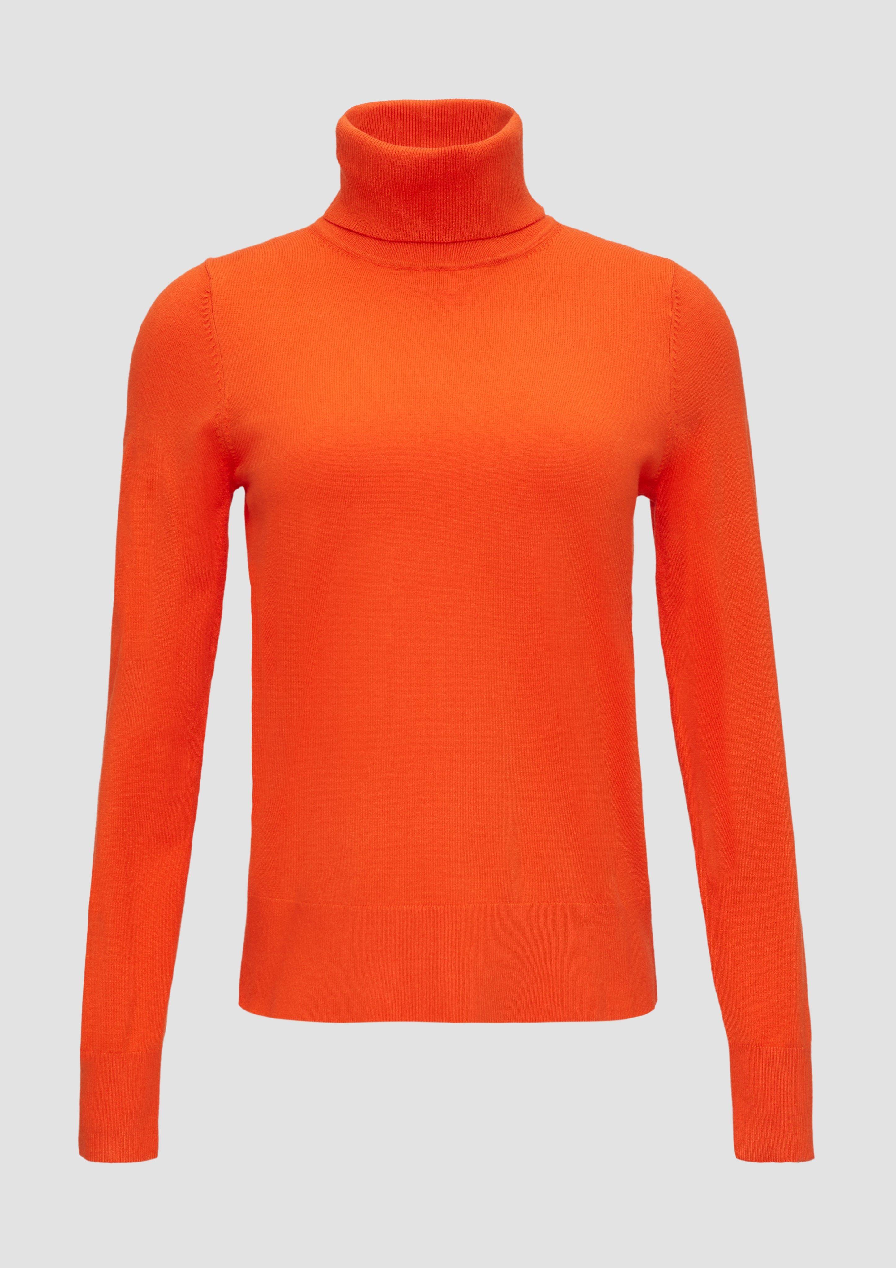 s.Oliver - Weicher Rollkragenpullover aus Viskosemix, Damen, Orange