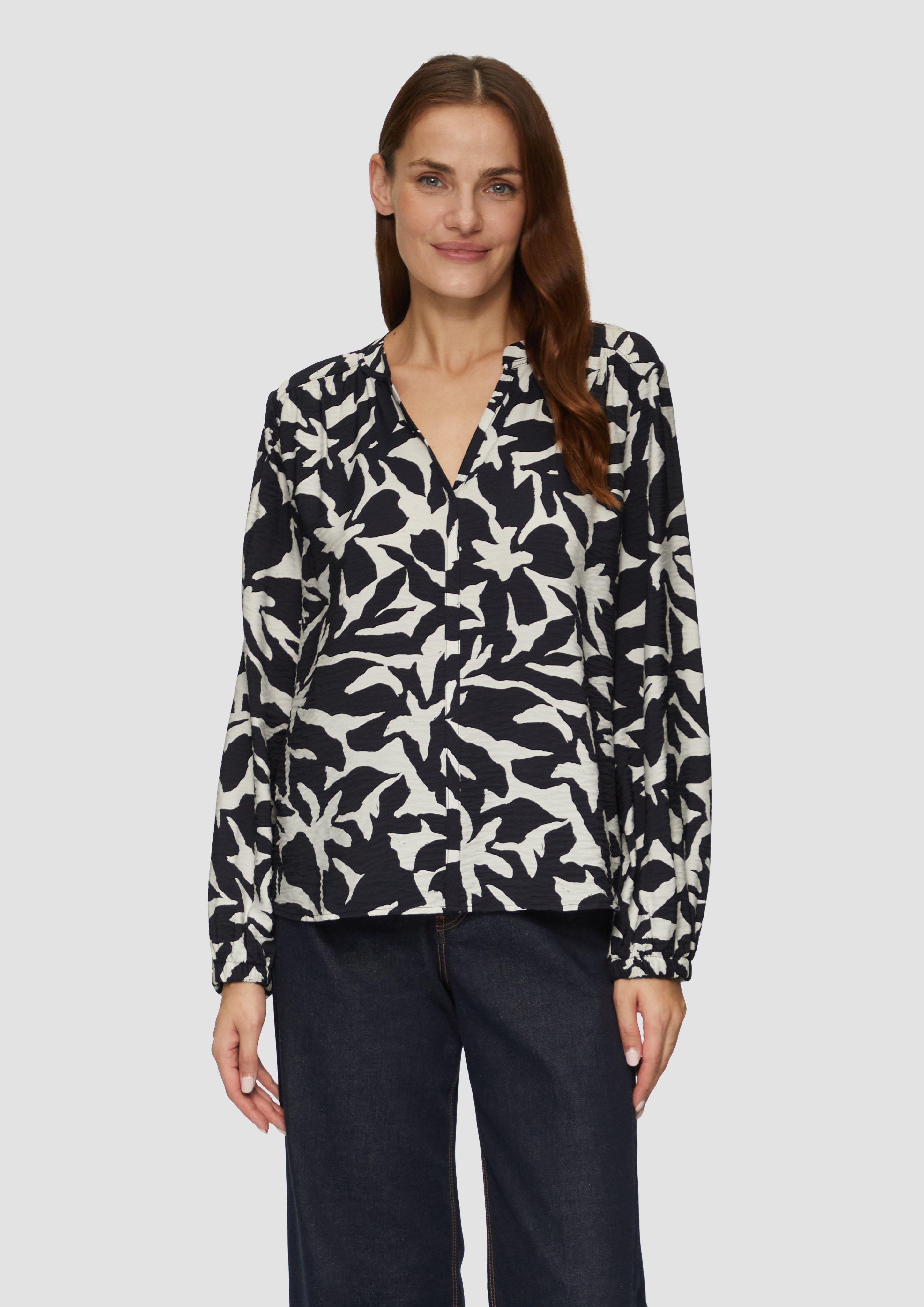 S.Oliver Strukturierte Viskose-Bluse mit All-over-Print