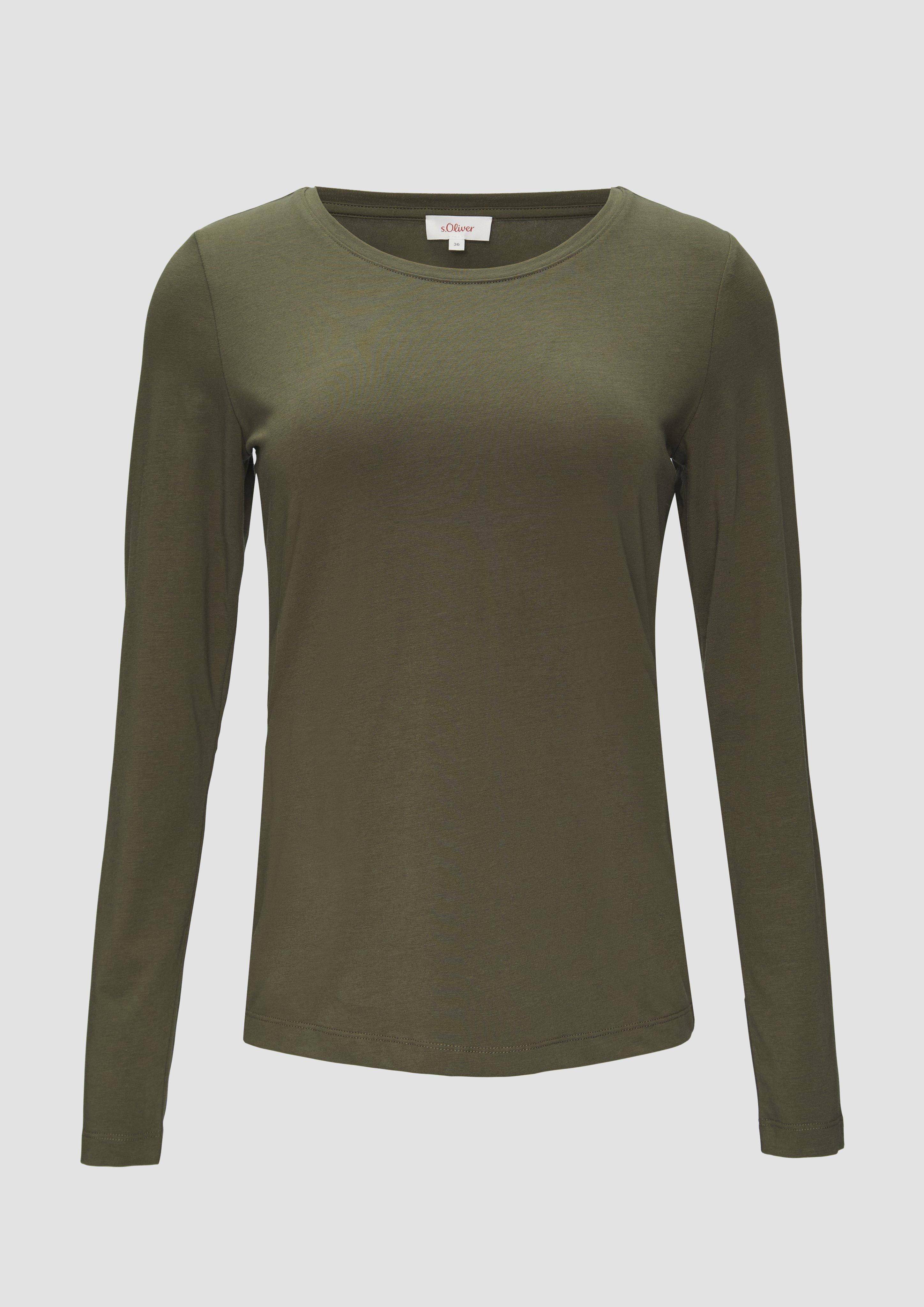 Thumbnail - s.Oliver - Longsleeve aus Baumwollstretch, Damen, Grün