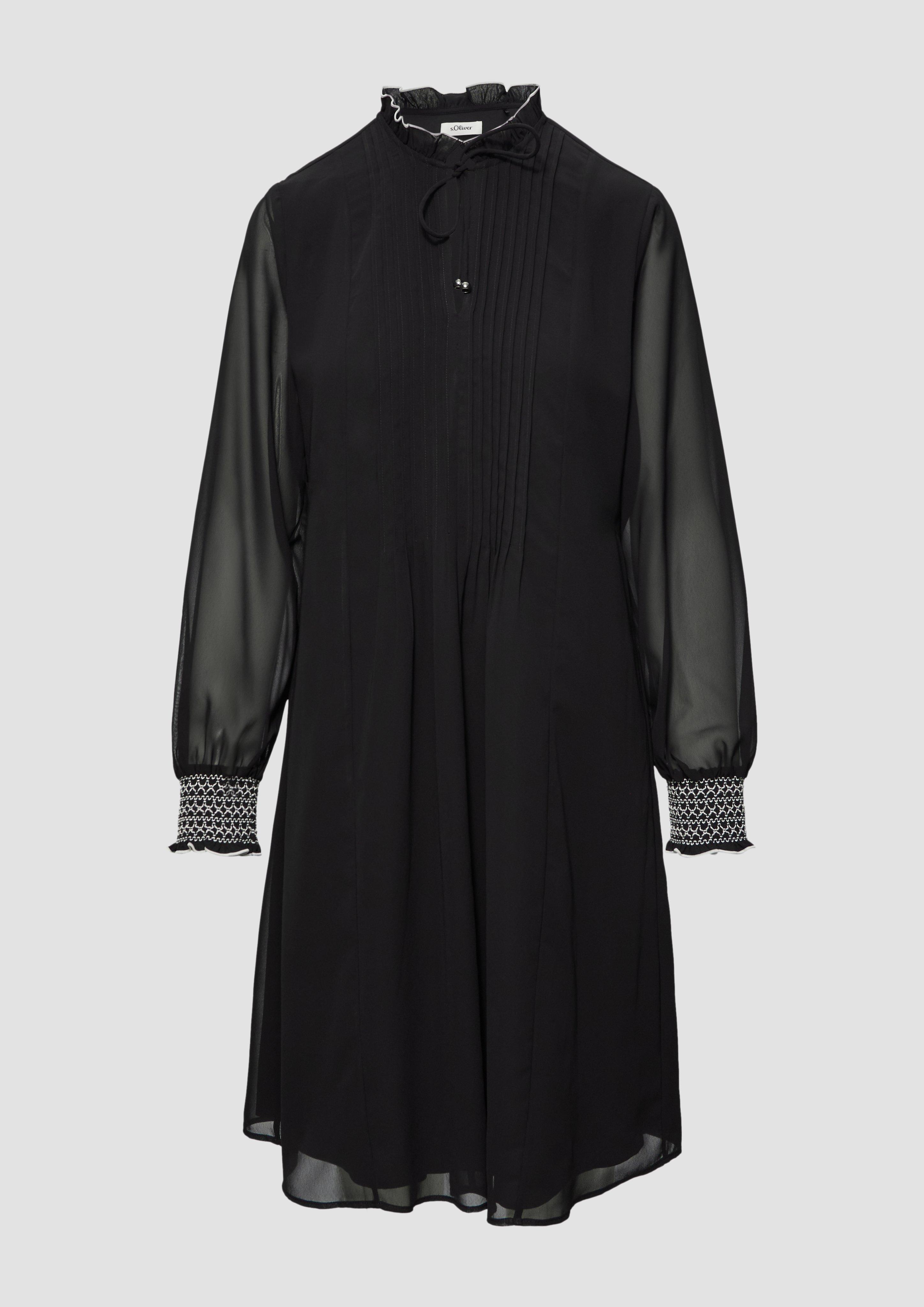 Thumbnail - s.Oliver - Chiffonkleid mit Kontrast-Details, Damen, schwarz