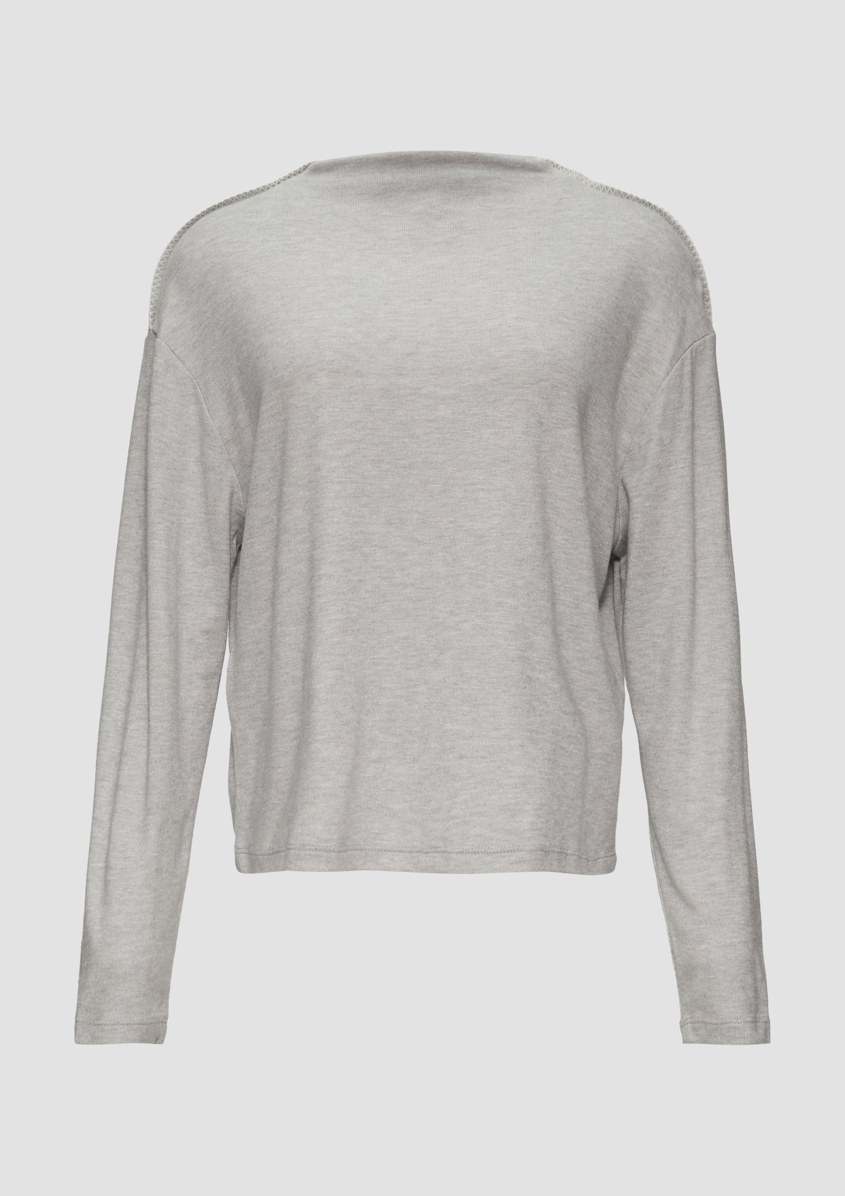 Thumbnail - s.Oliver - Longsleeve aus gebürstetem Jerseystrick, Damen, grau