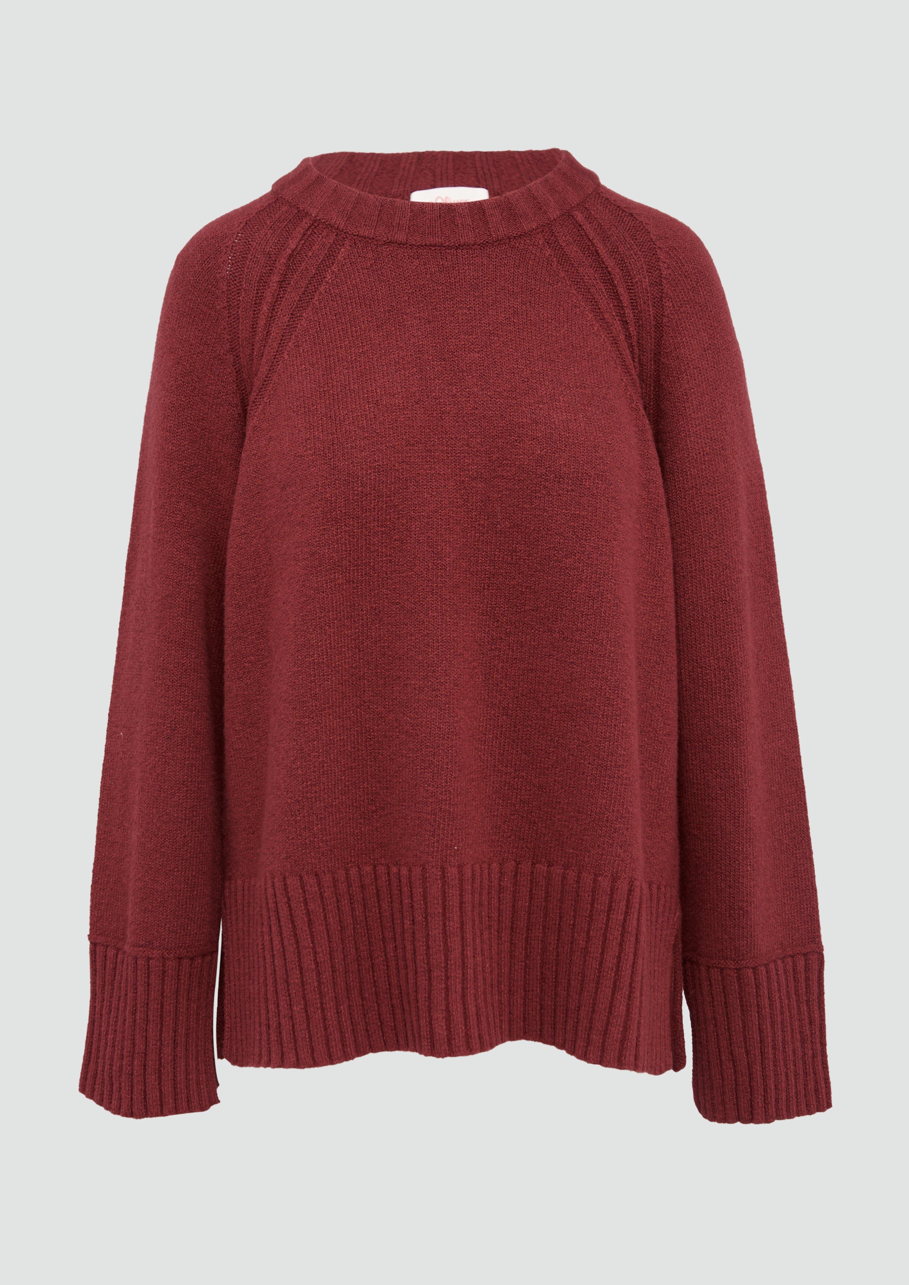 s.Oliver - Strickpullover mit Raglanärmeln und Schlitz am Saum, Damen, rot