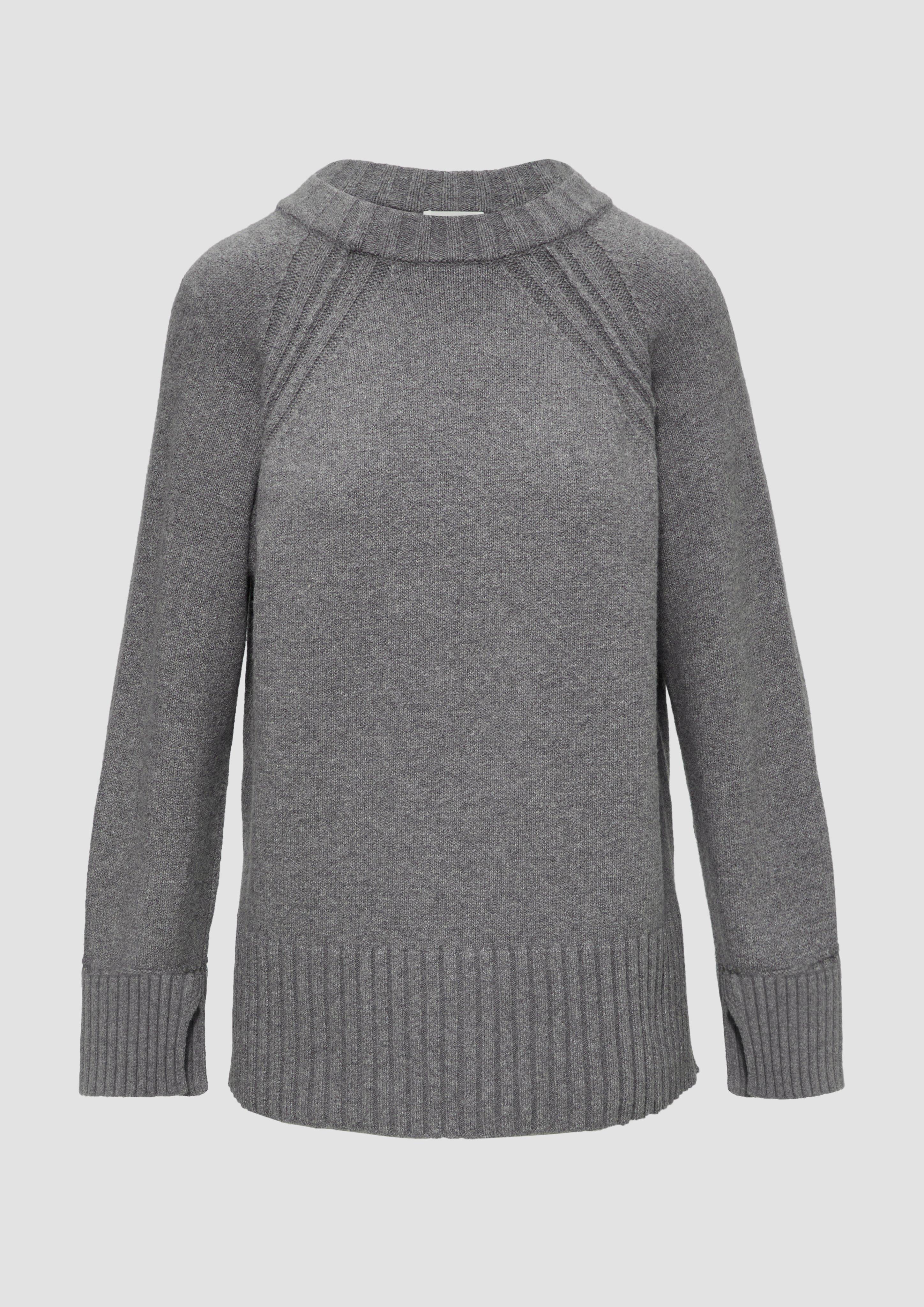 s.Oliver - Strickpullover mit Raglanärmeln und Schlitz am Saum, Damen, grau