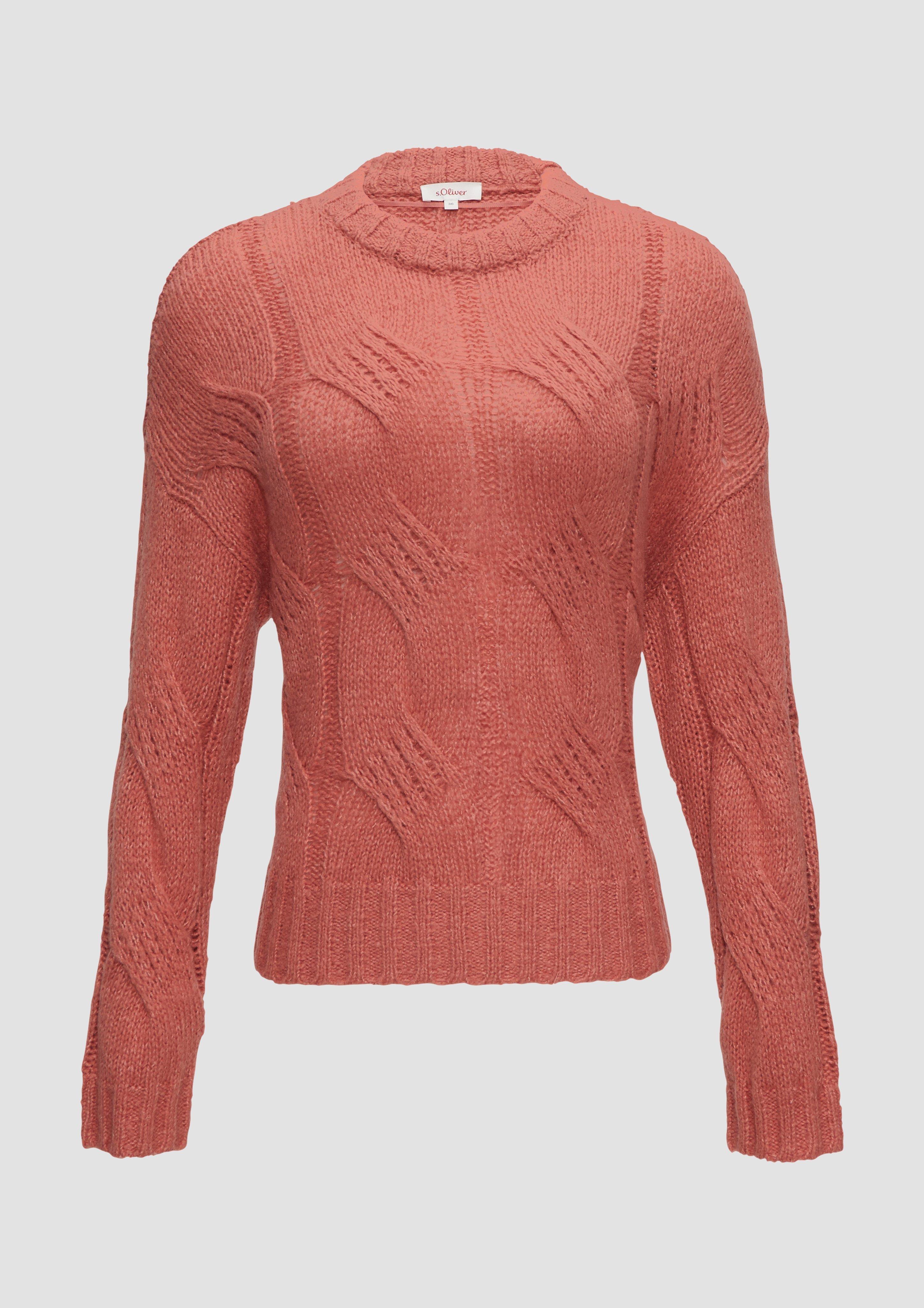 s.Oliver - Zopfstrickpullover im Relaxed Fit, Damen, Orange