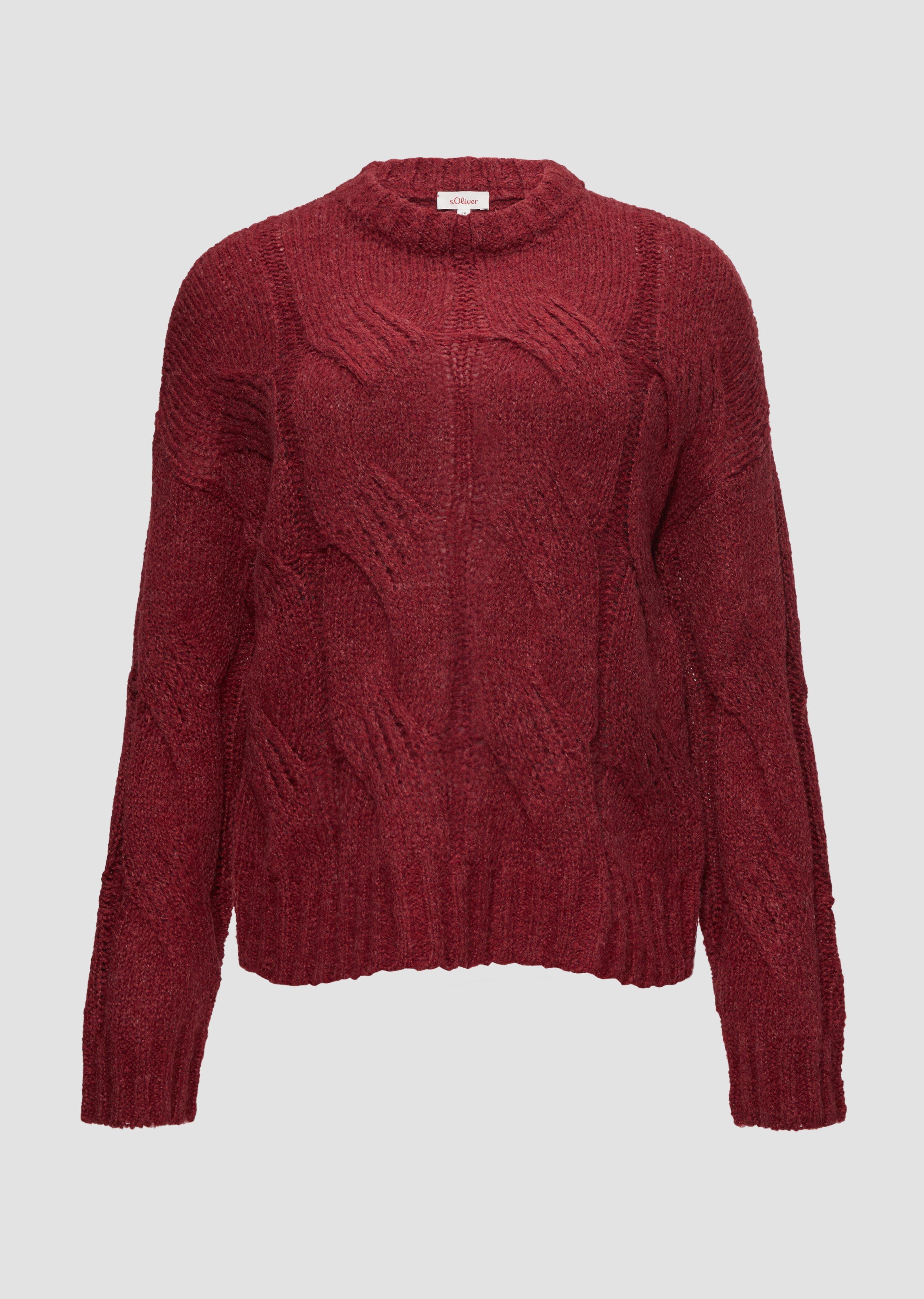 s.Oliver - Zopfstrickpullover im Relaxed Fit, Damen, rot