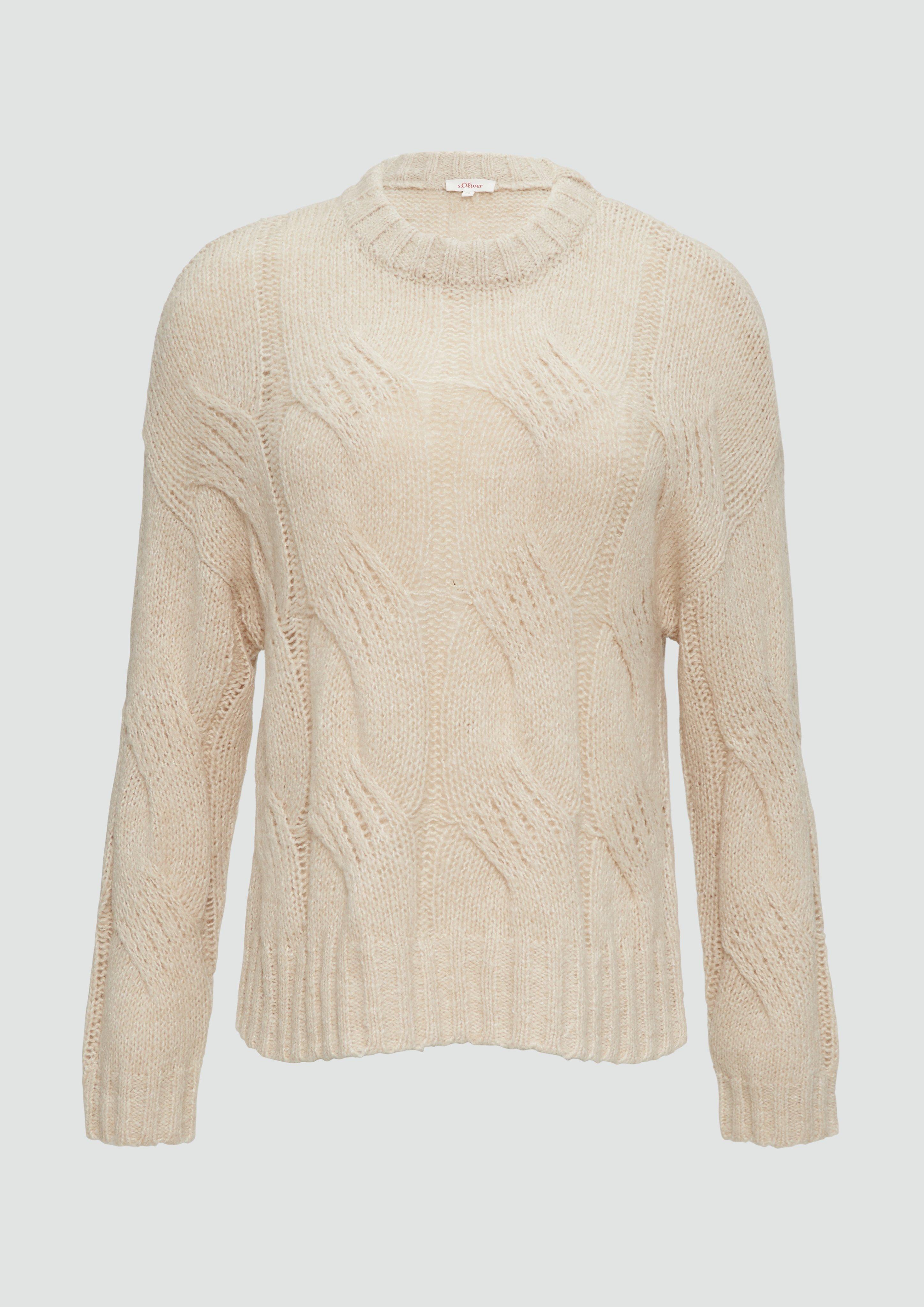 s.Oliver - Zopfstrickpullover im Relaxed Fit, Damen, Beige