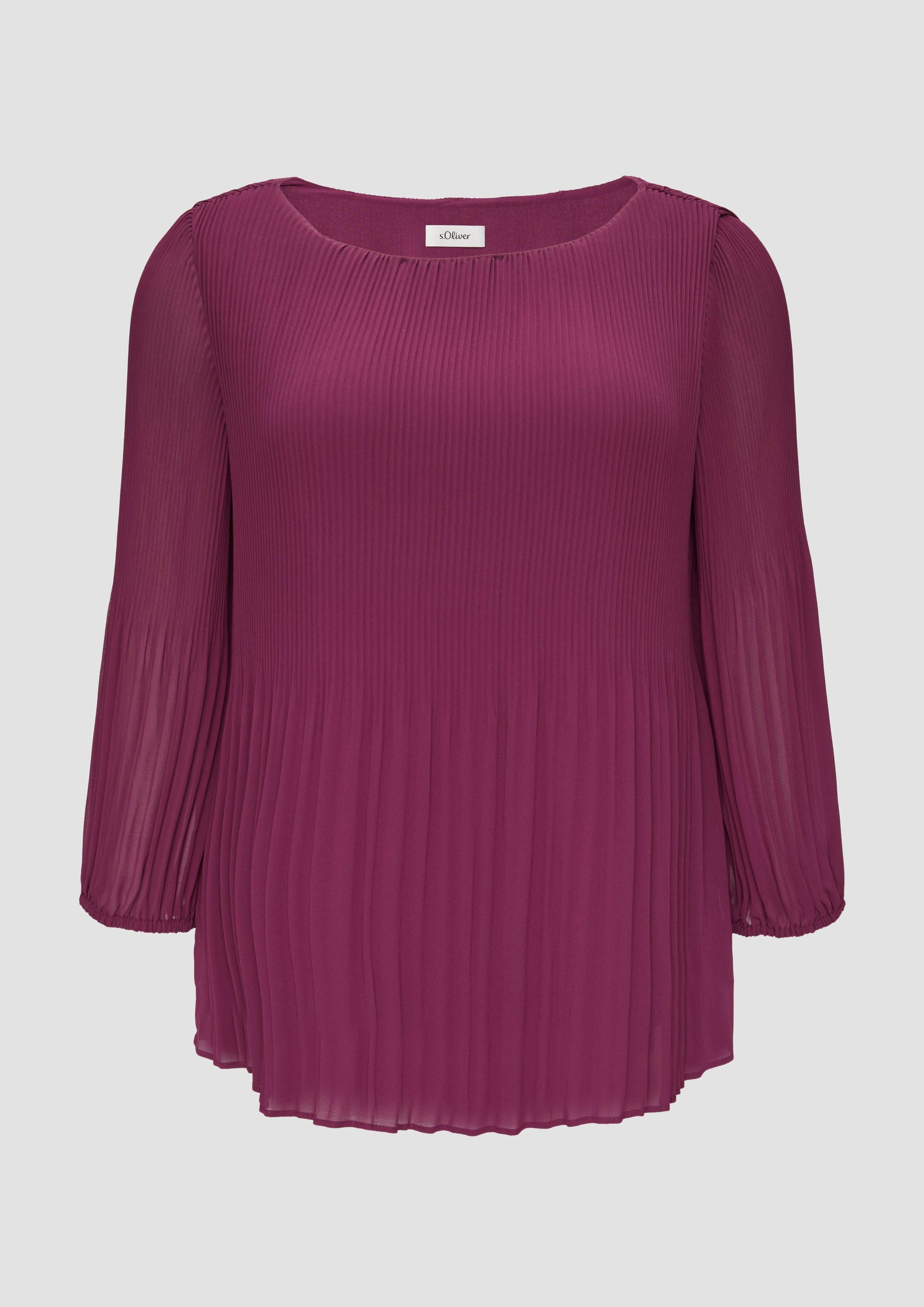 s.Oliver - Plissierte Chiffonbluse, Damen, Rosa