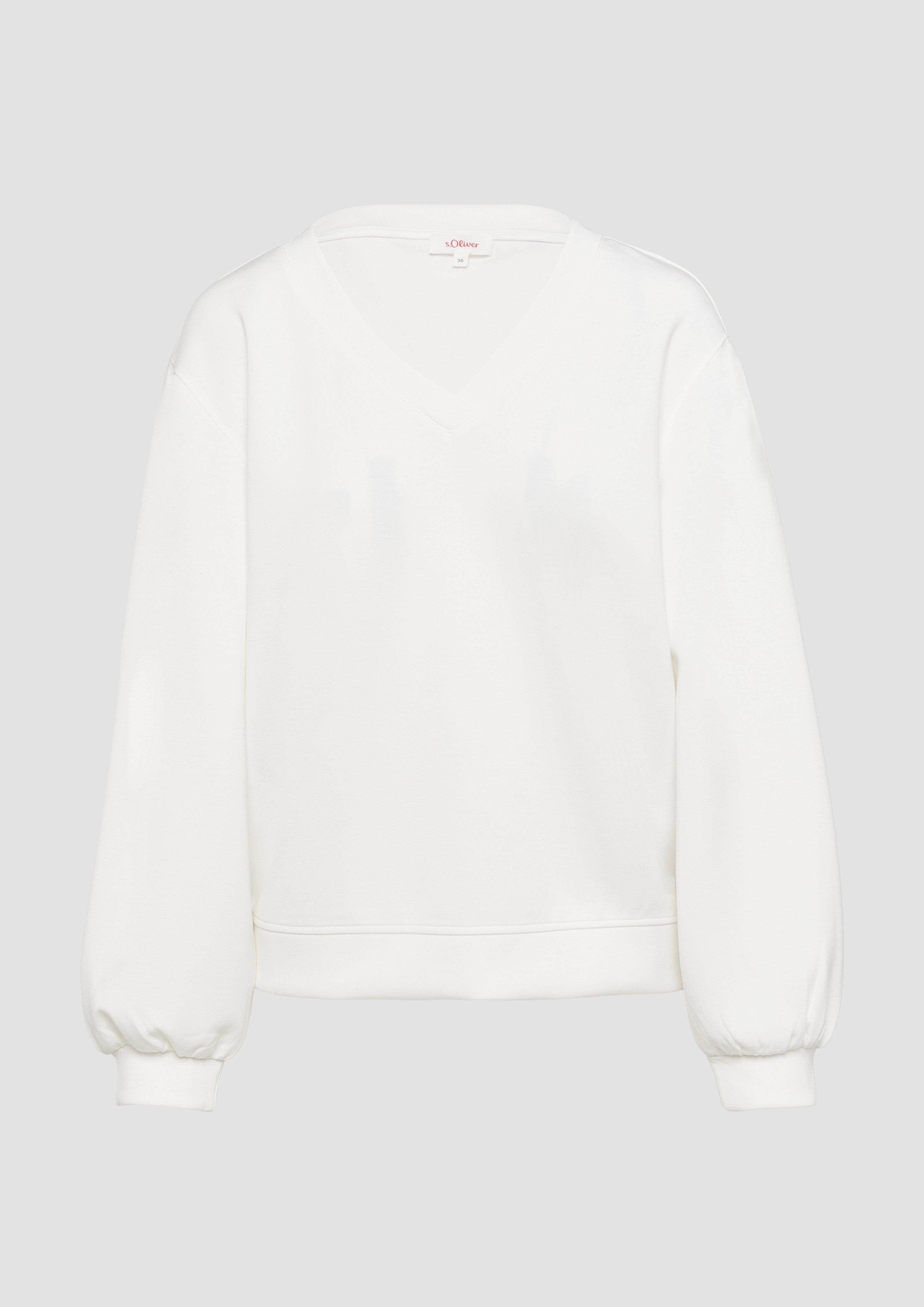 s.Oliver Scuba-Sweatshirt mit V-Ausschnitt