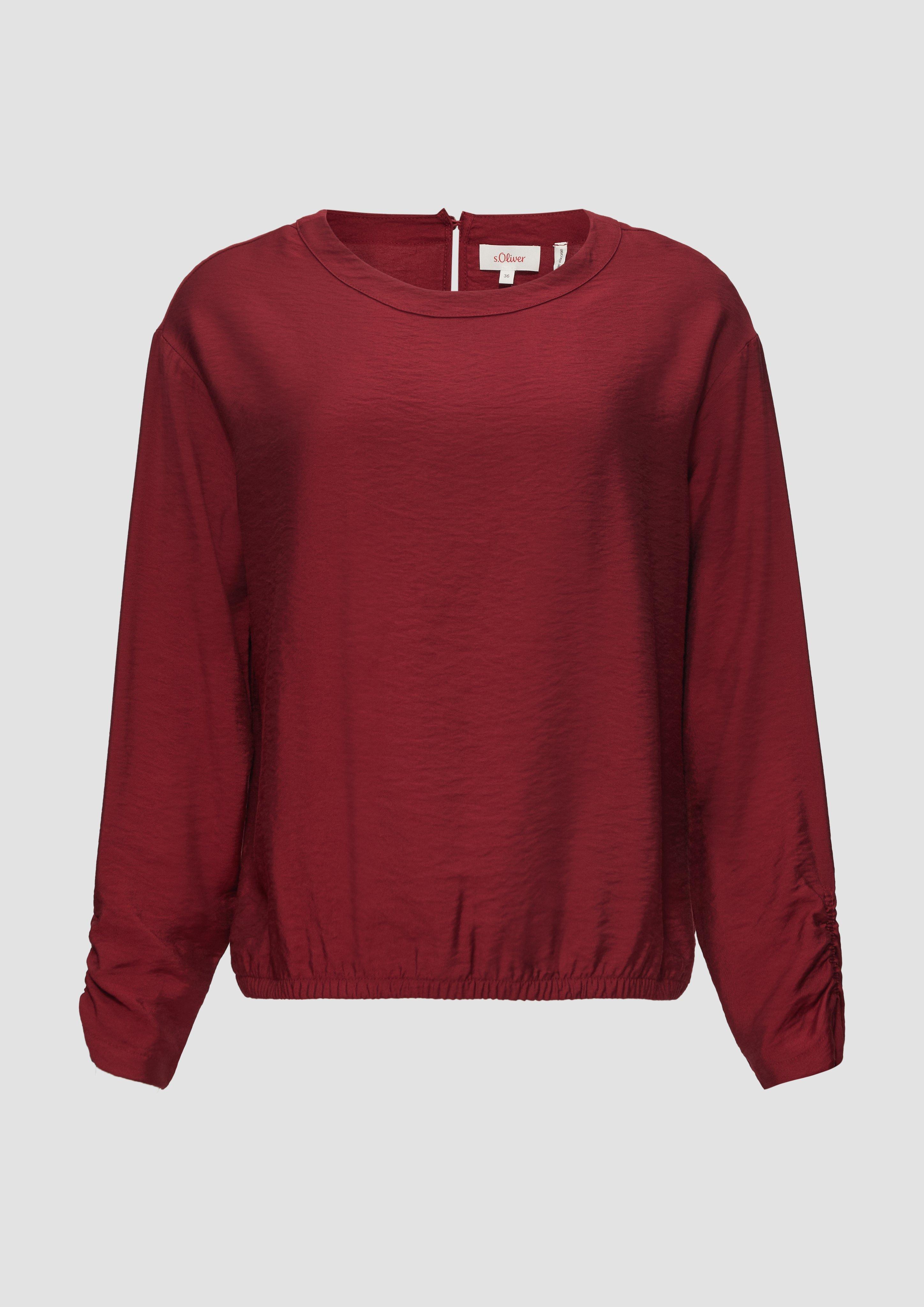 Thumbnail - s.Oliver - Viskose-Bluse mit elastischem Saum, Damen, rot