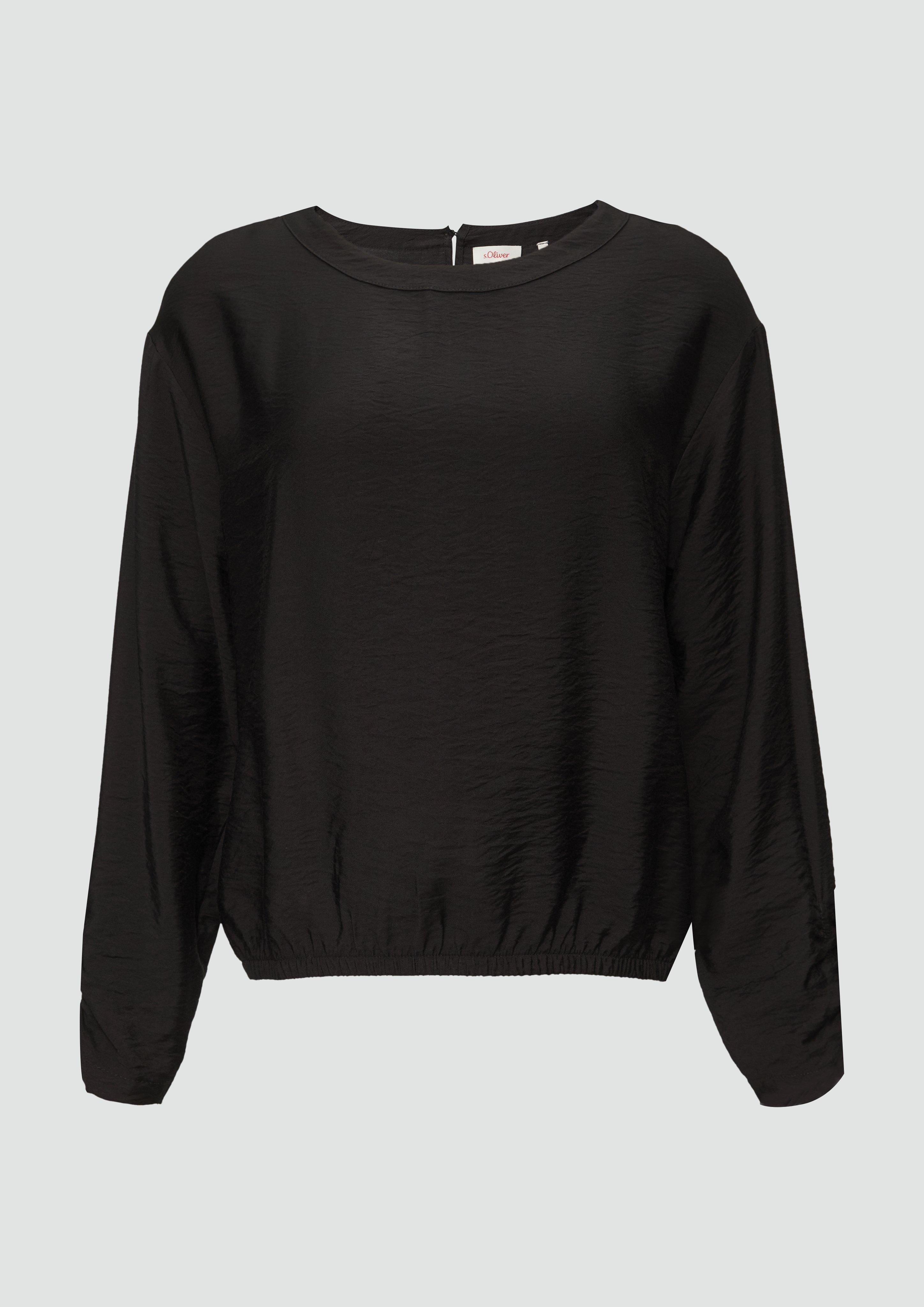 Thumbnail - s.Oliver - Viskose-Bluse mit elastischem Saum, Damen, schwarz