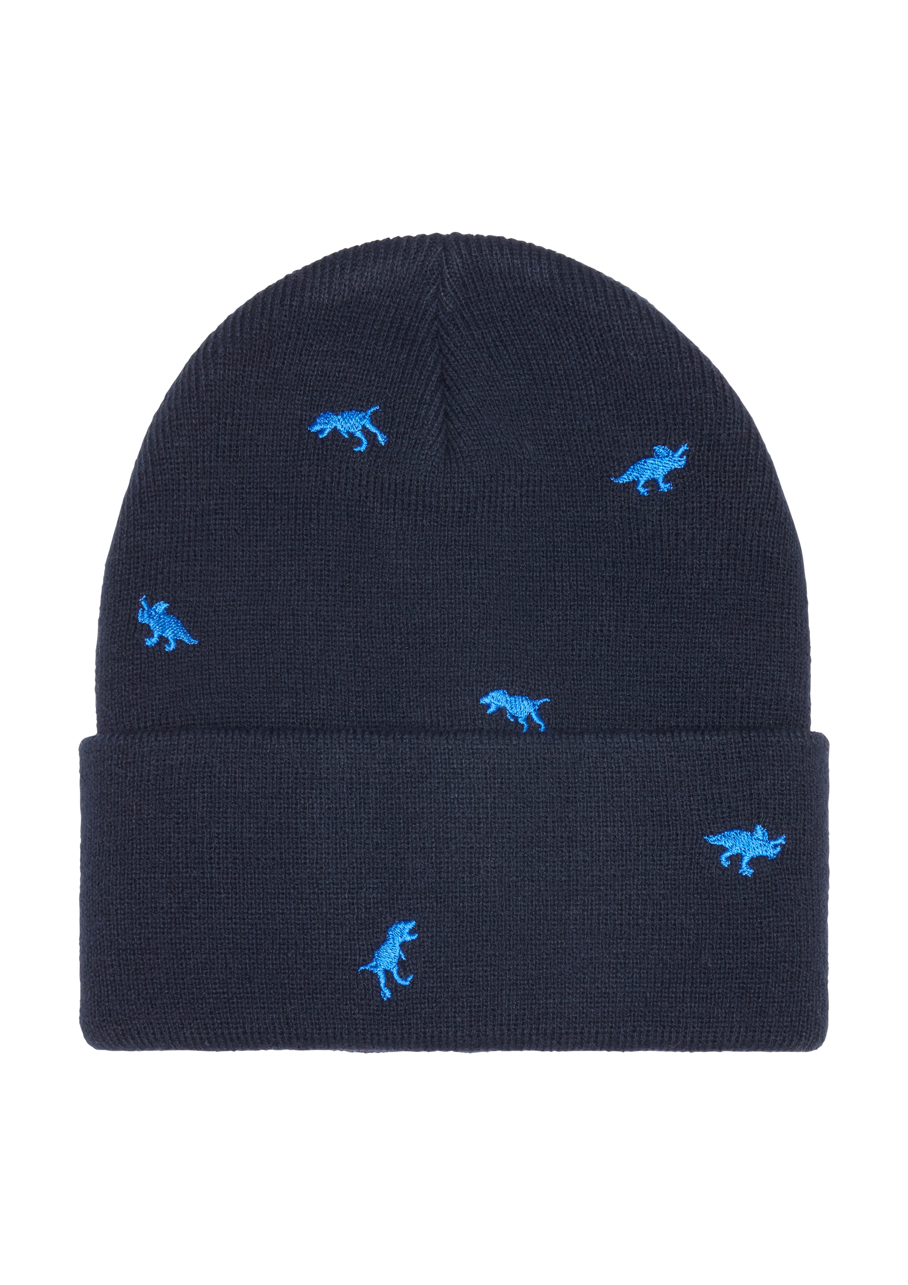 s.Oliver - Strickmütze mit Dino-Stickereien, Kinder, blau