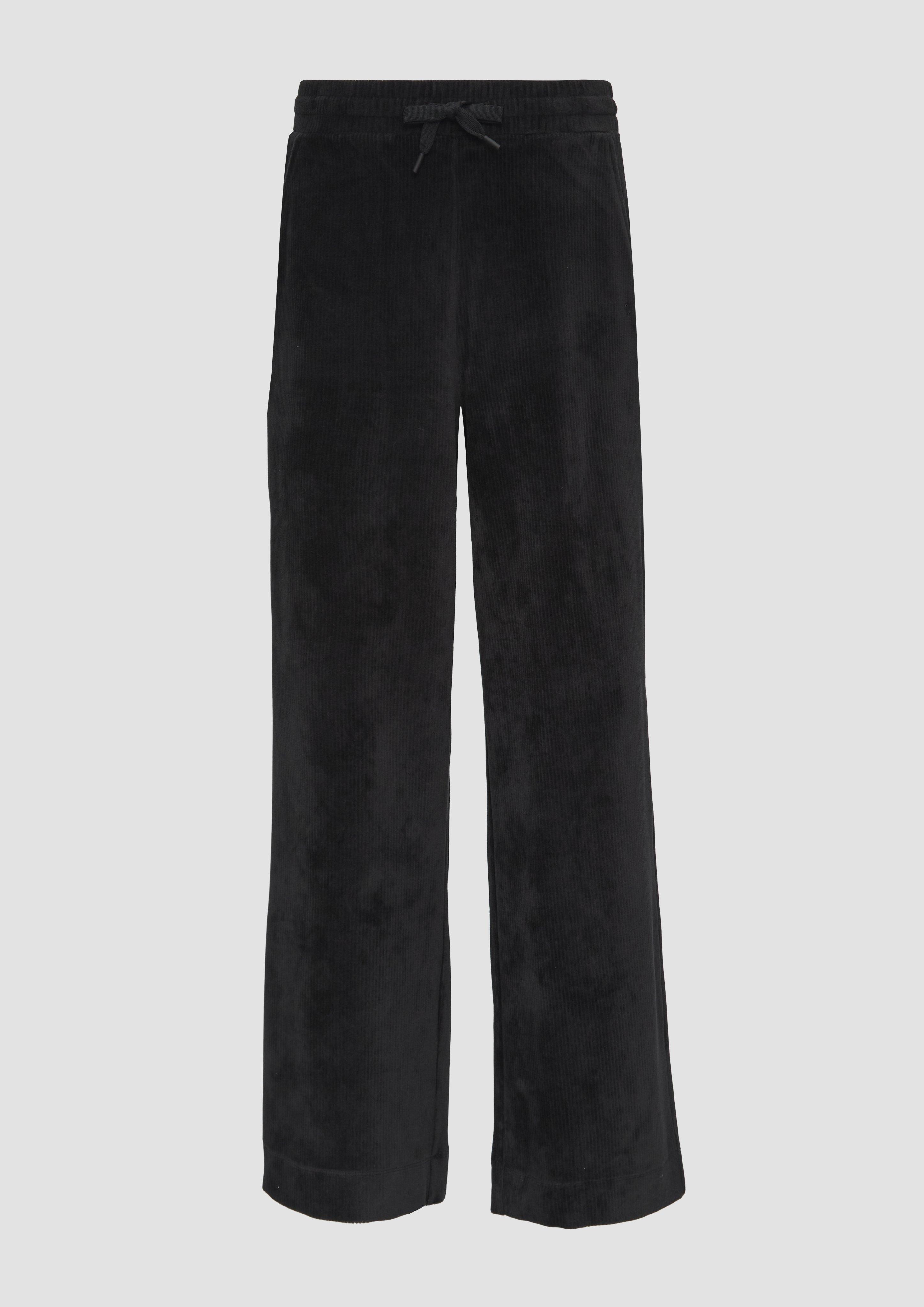 Thumbnail - s.Oliver - Wide-Leg-Hose aus Jersey in Cord-Optik, Damen, schwarz