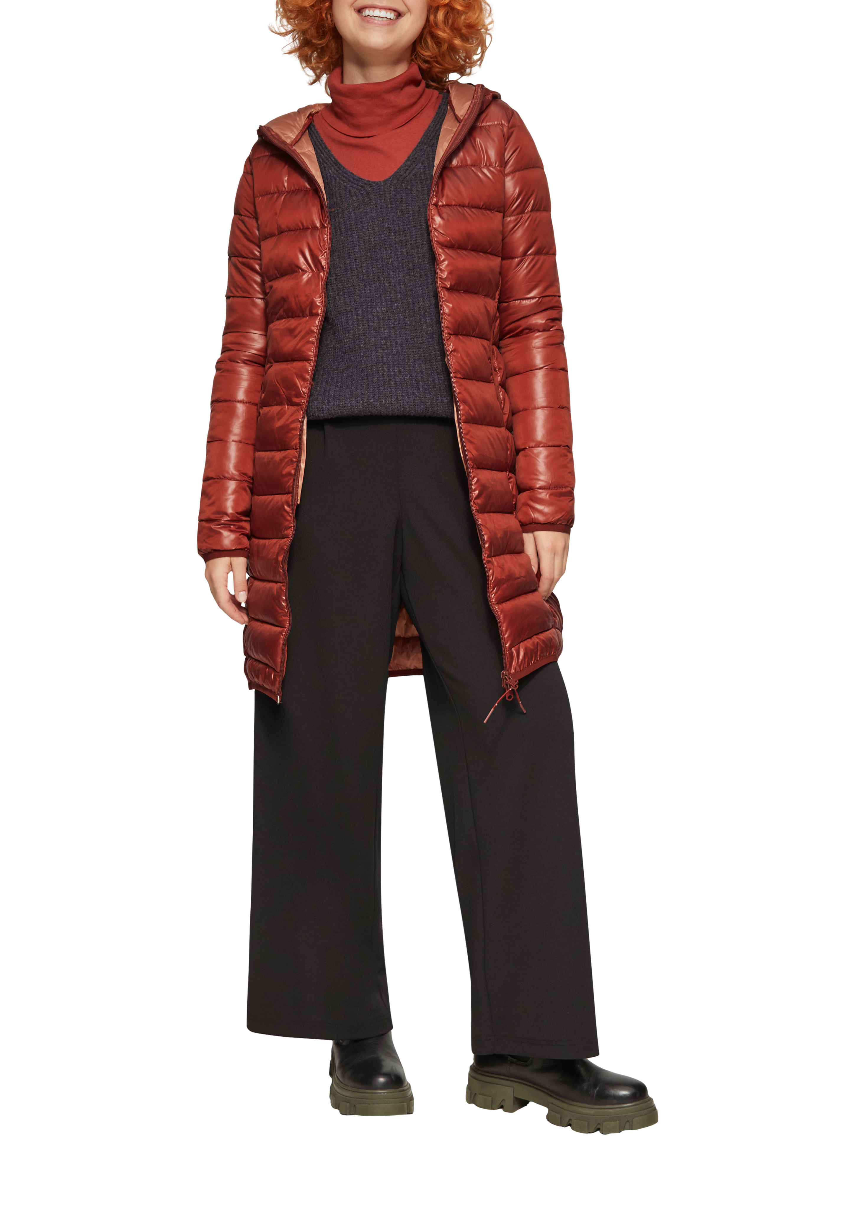 Kurzmantel S Oliver Roter Mantel Mit Kapuze Leichter Steppmantel - Main Image