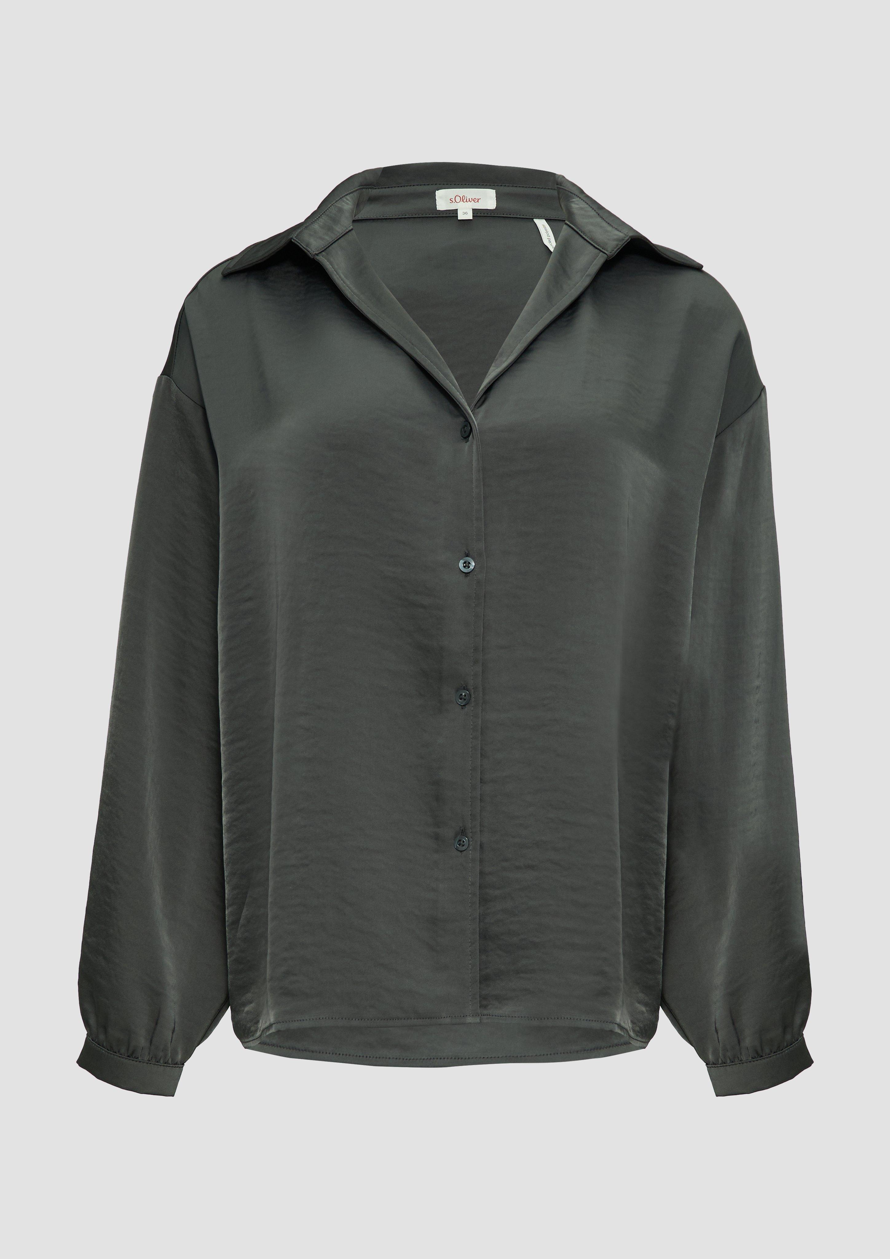 Thumbnail - s.Oliver - Satinierte Bluse mit V-Ausschnitt, Damen, grau