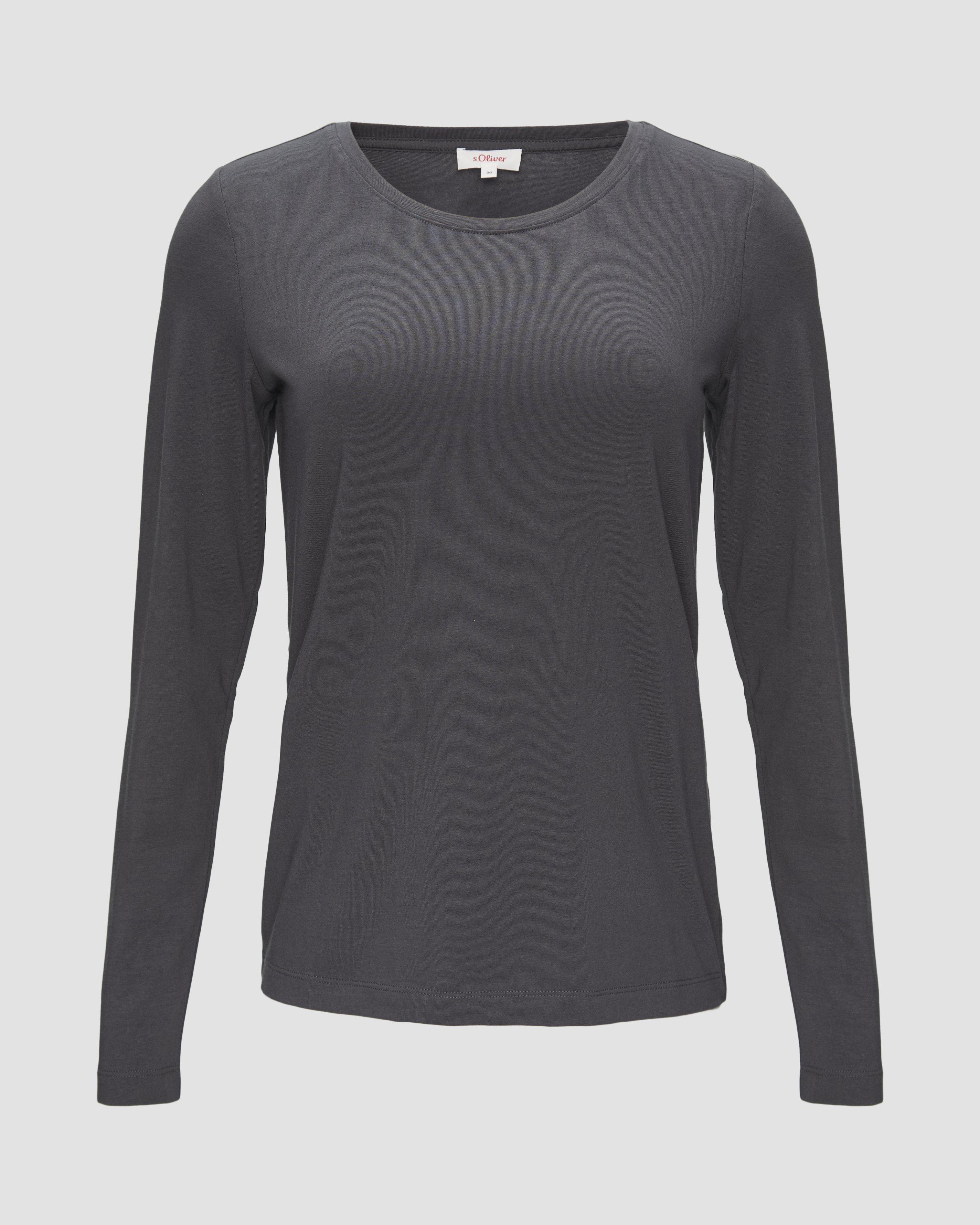 s.Oliver - Longsleeve im Slim Fit, Damen, grau