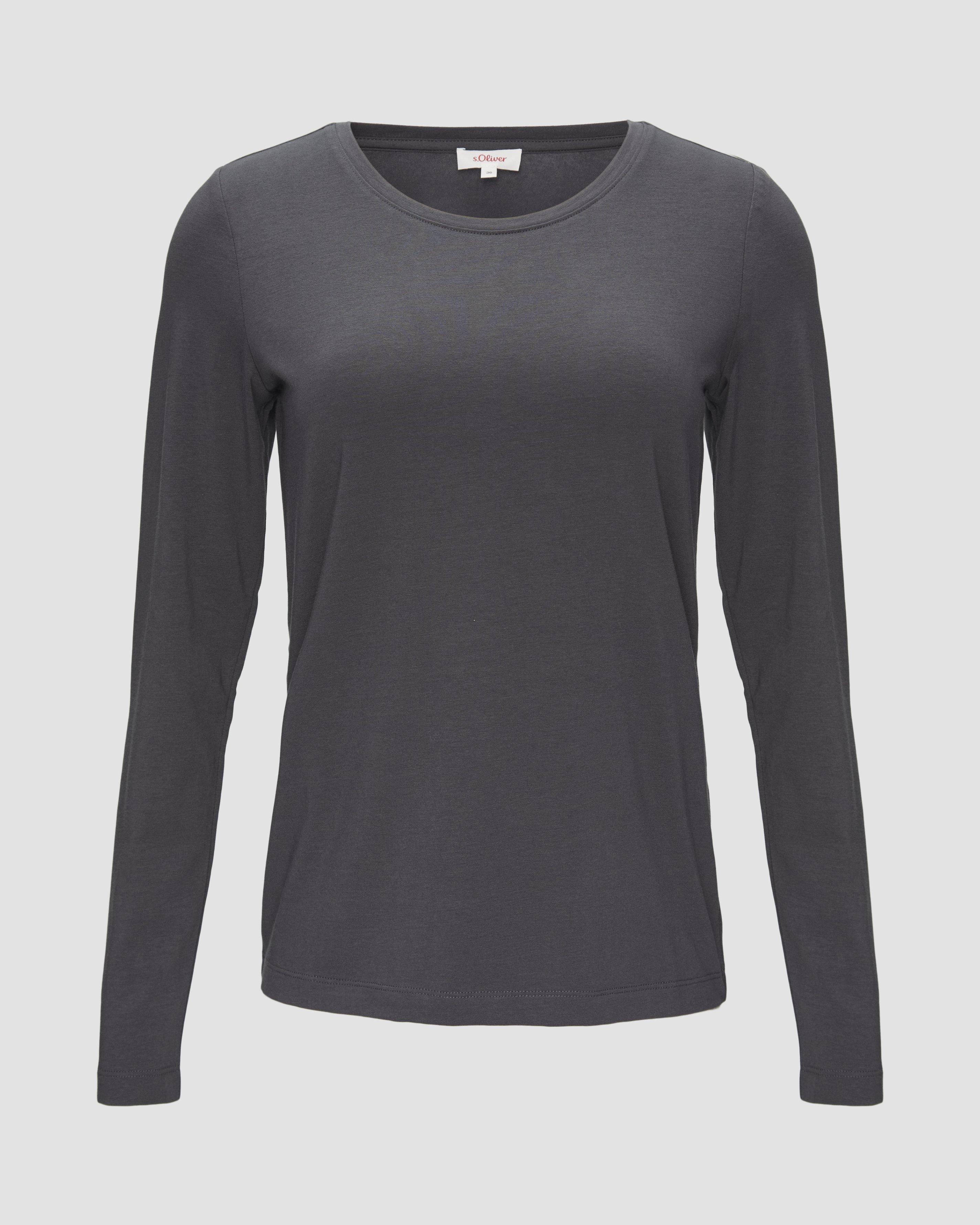 Thumbnail - s.Oliver - Longsleeve im Slim Fit, Damen, grau