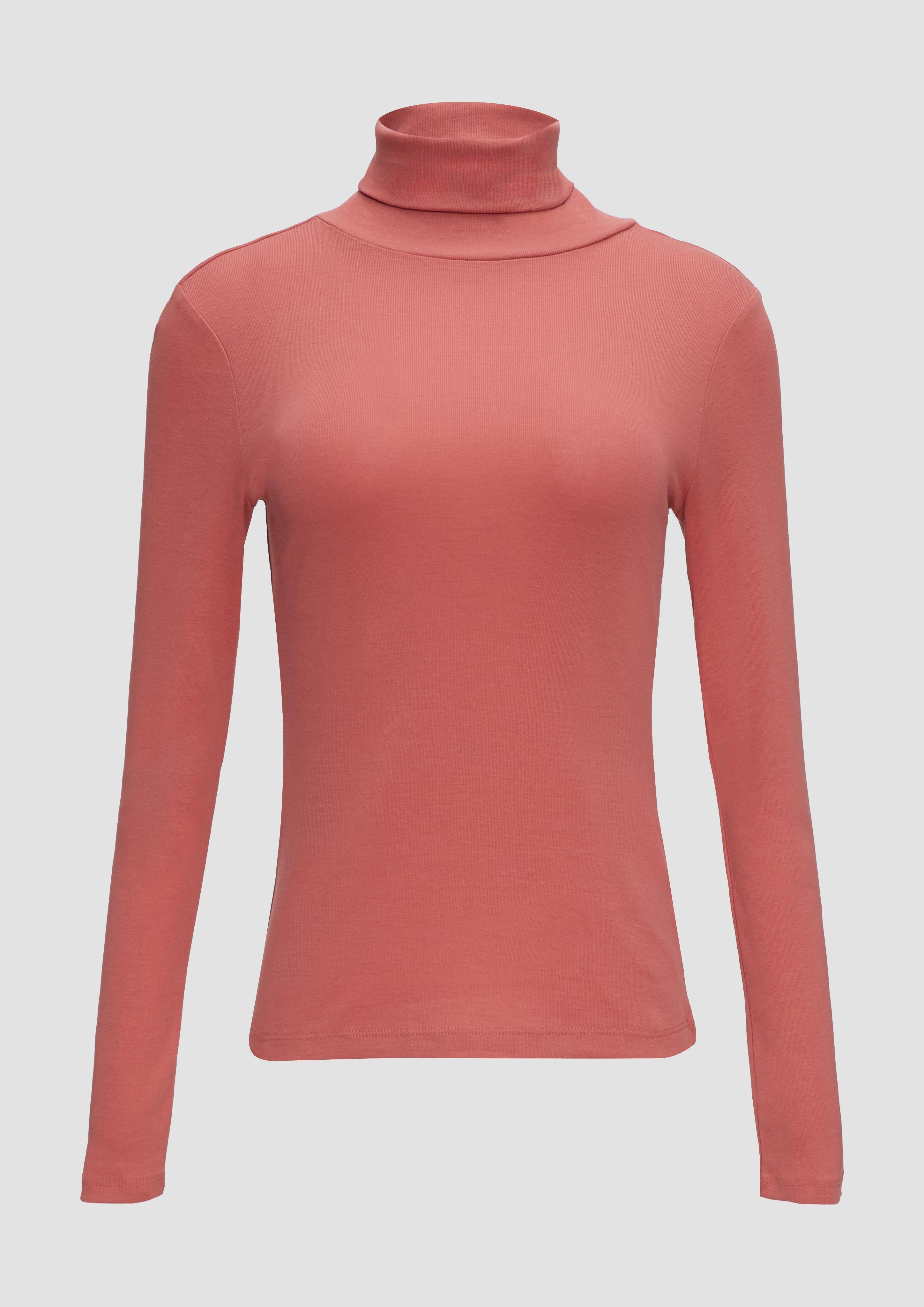 Thumbnail - s.Oliver - Elastisches Langarmshirt mit Rollkragen, Damen, Orange