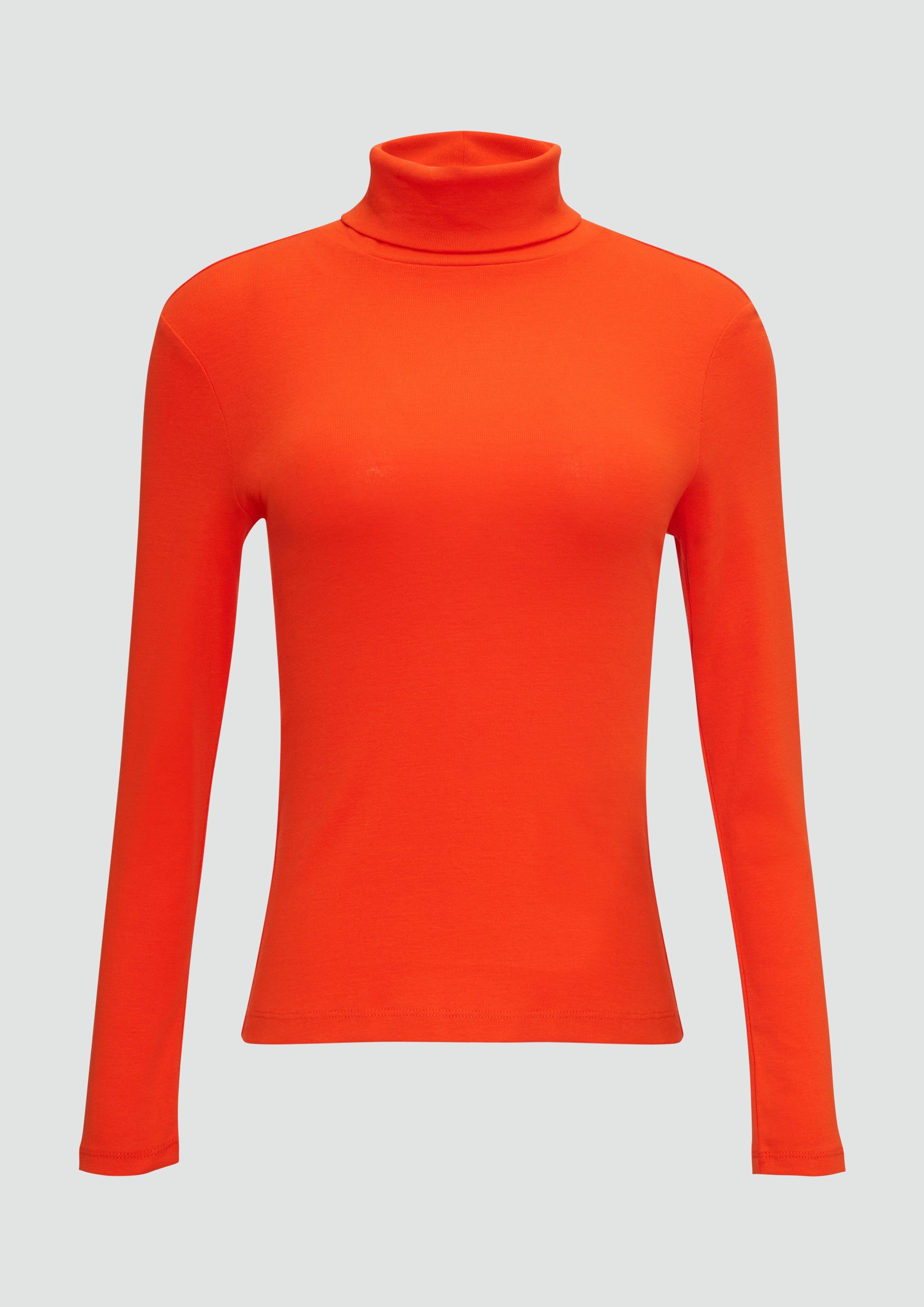 s.Oliver - Elastisches Langarmshirt mit Rollkragen, Damen, Orange