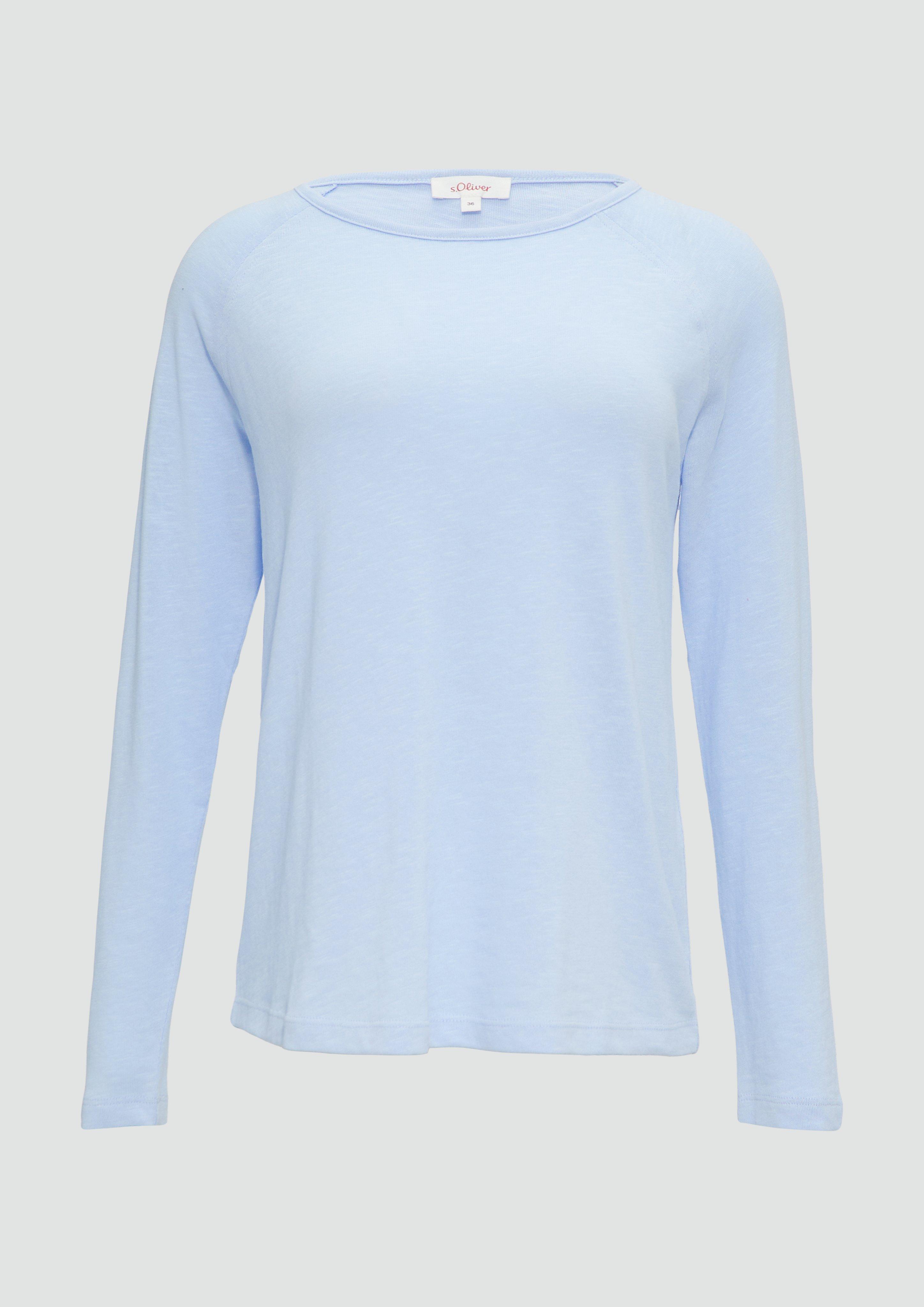 Thumbnail - s.Oliver - Langarmshirt mit Flammgarnstruktur und Raglanärmeln, Damen, blau