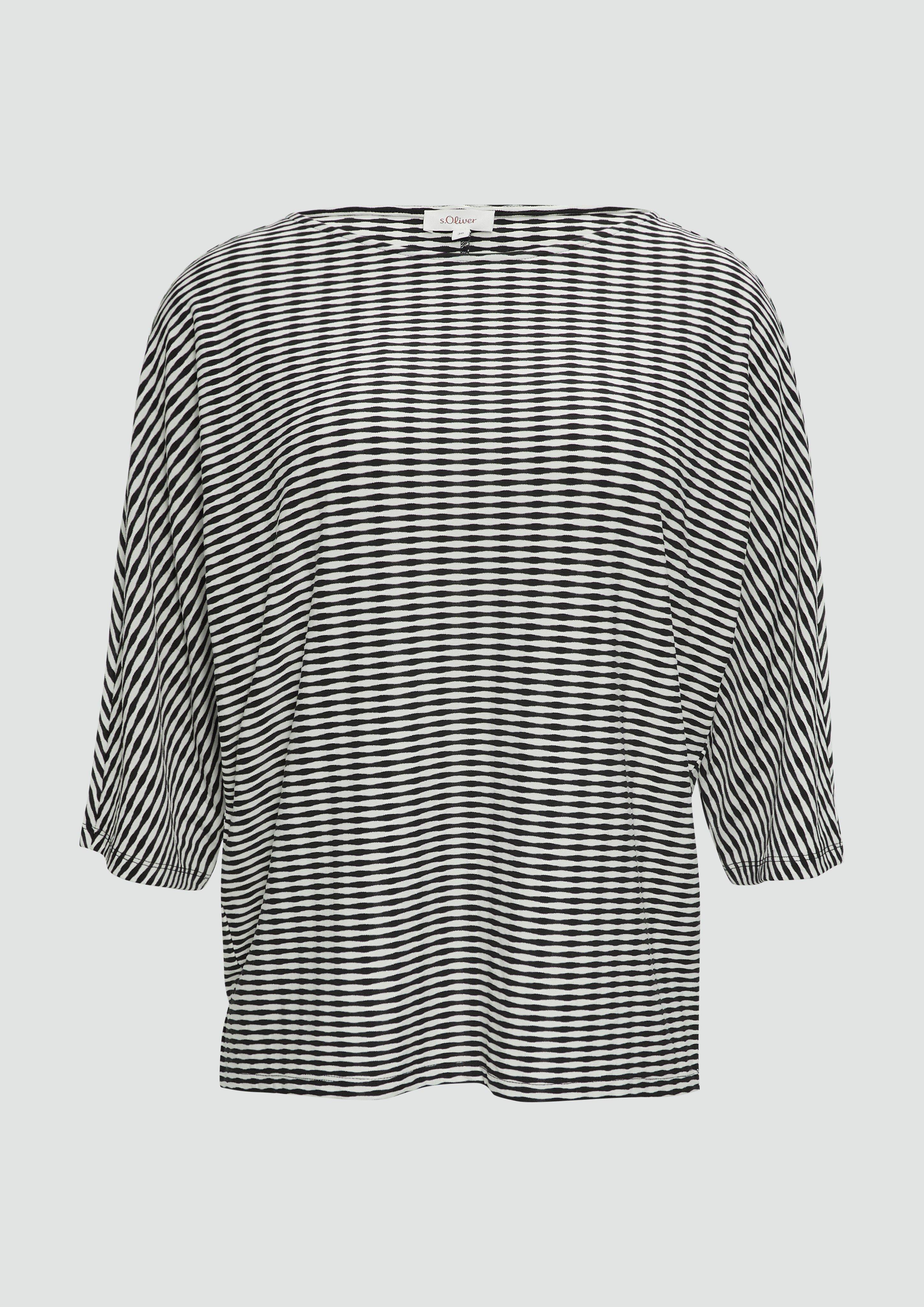 s.Oliver - Strukturiertes Shirt mit Fledermausärmeln, Damen, schwarz
