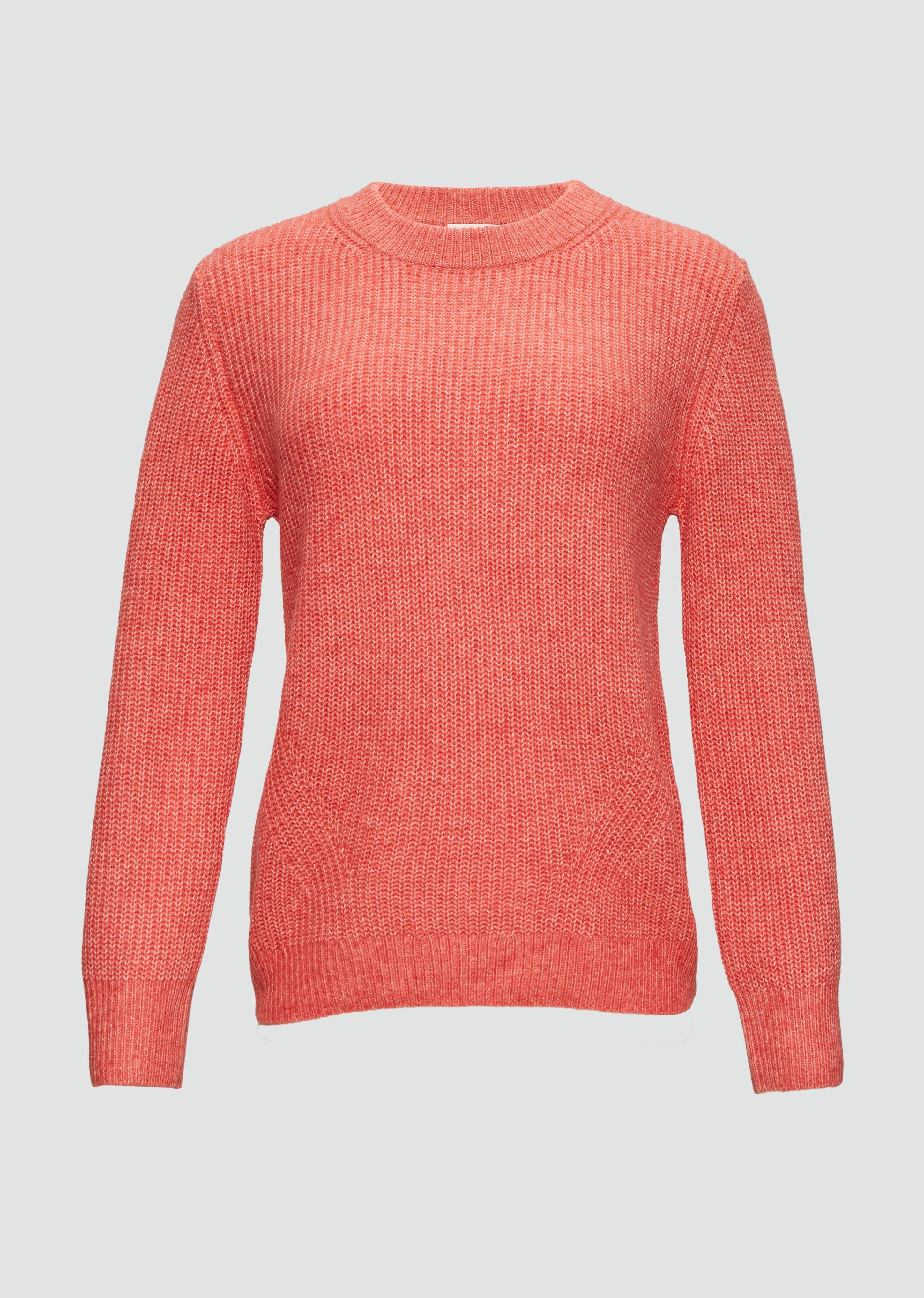 s.Oliver - Strickpullover mit Rippdetail und Crew Neck, Damen, Orange