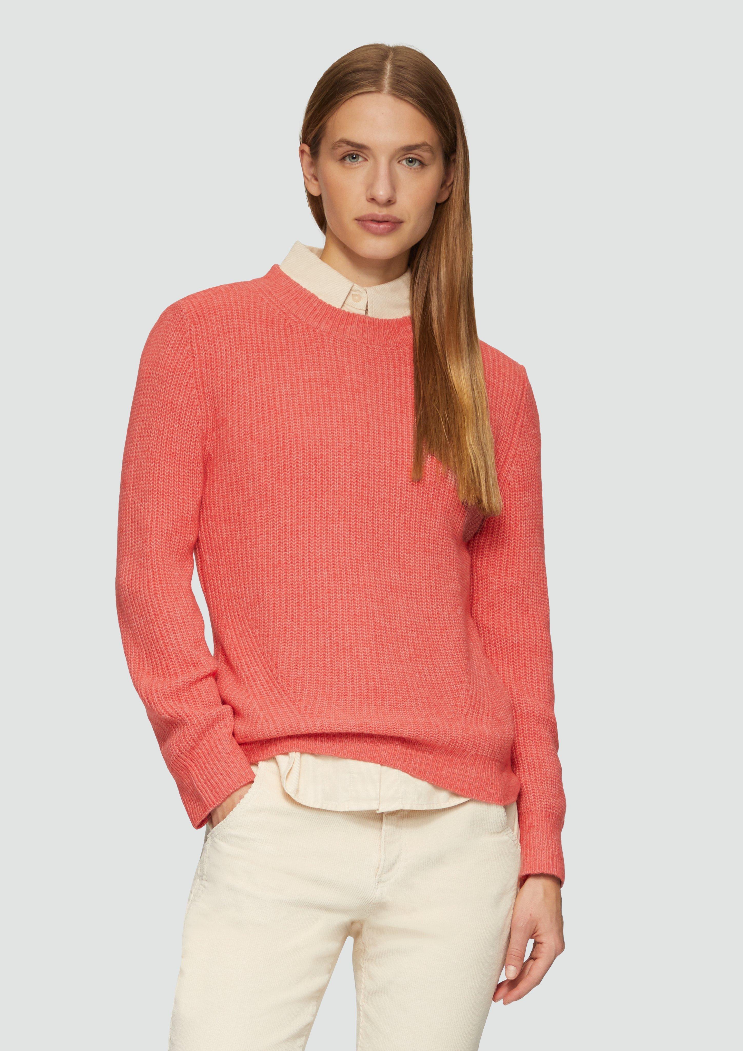 S.Oliver Strickpullover mit Rippdetail und Crew Neck