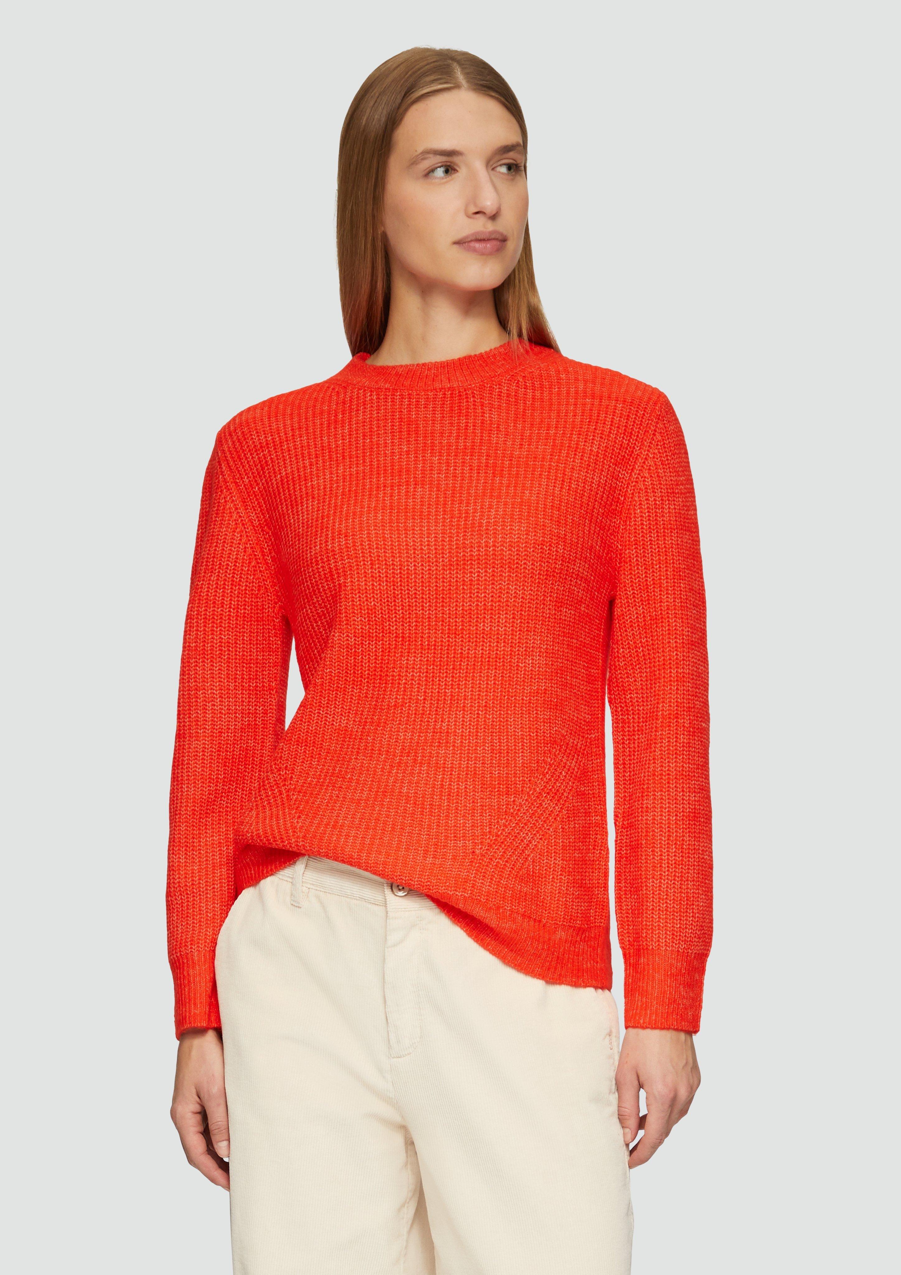 S.Oliver Strickpullover mit Rippdetail und Crew Neck