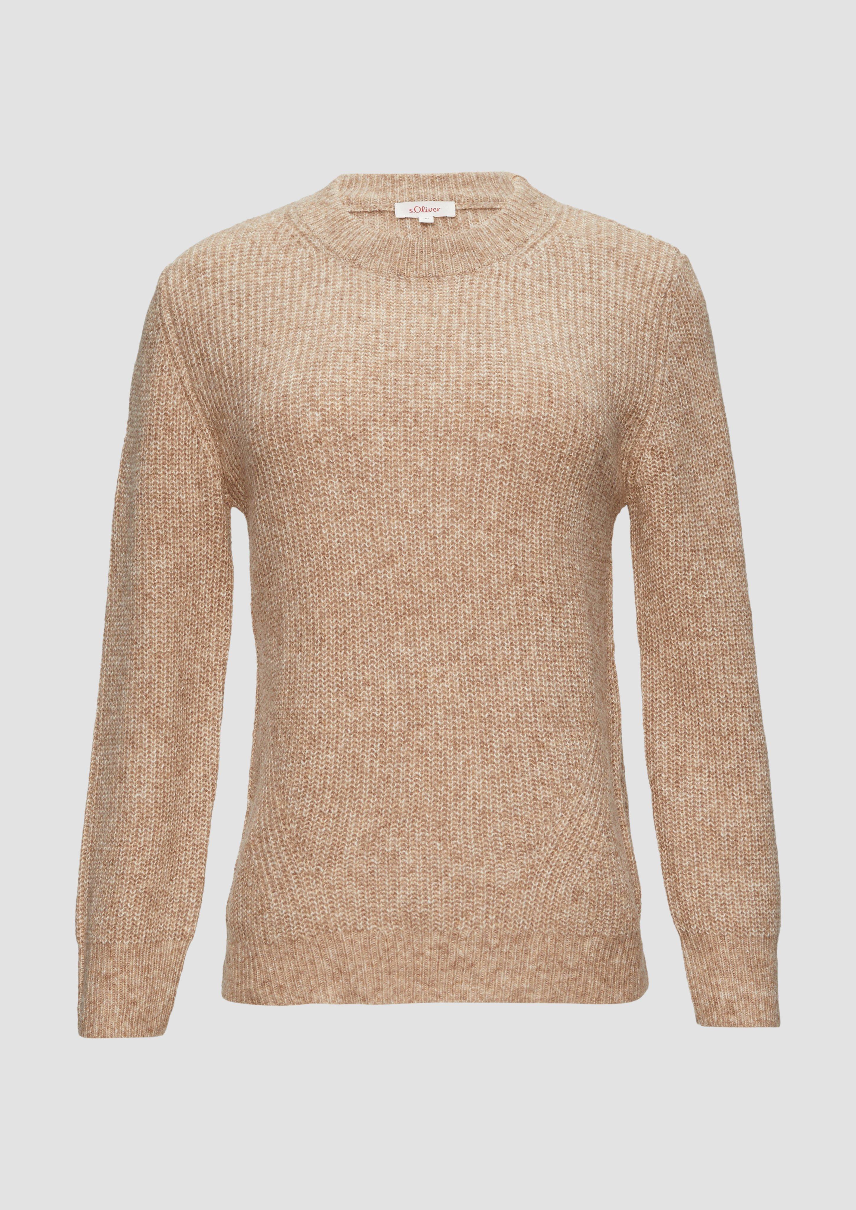 s.Oliver - Strickpullover mit Rippdetail und Crew Neck, Damen, braun