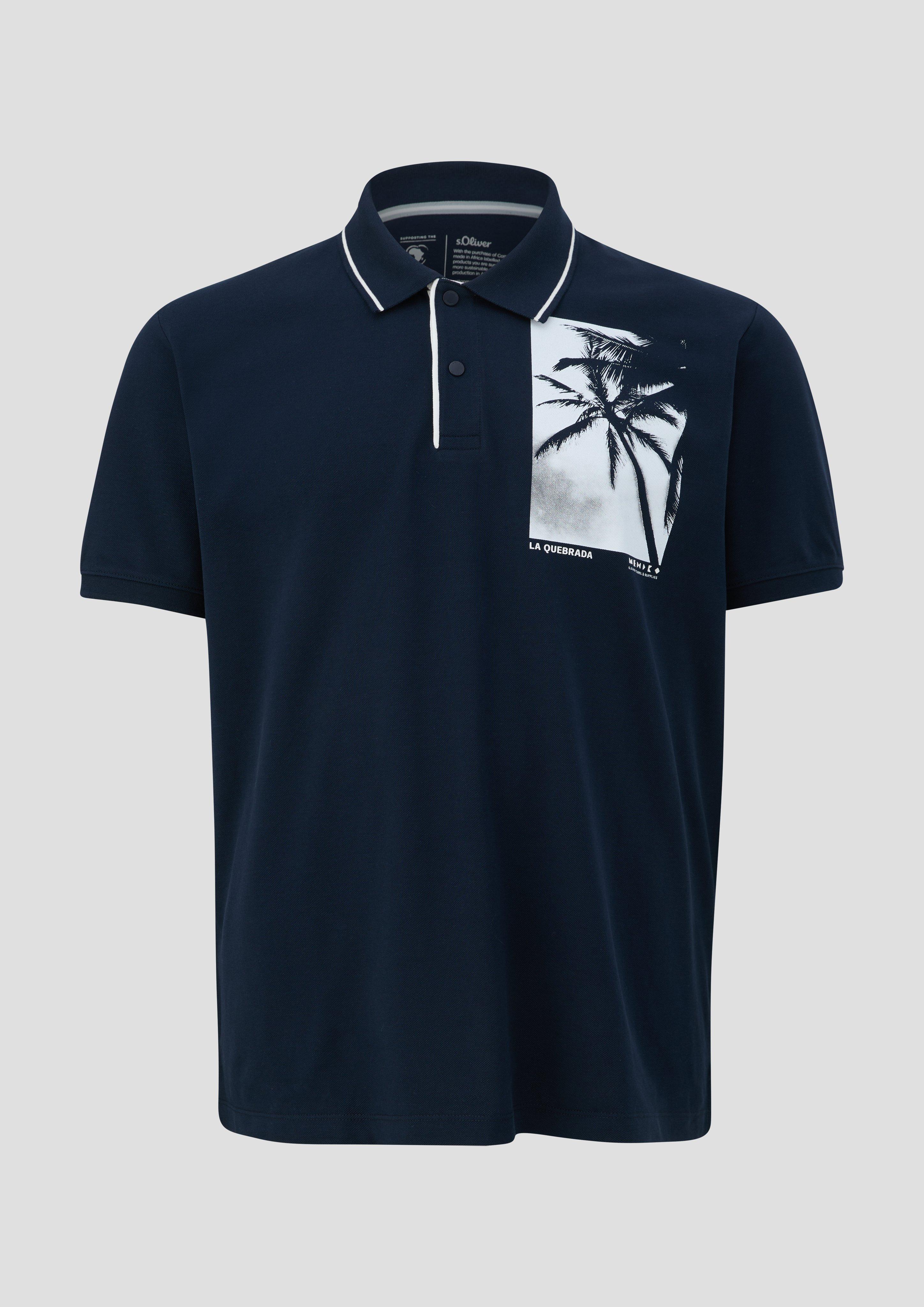 s.Oliver - Poloshirt mit Frontprint, Herren, blau