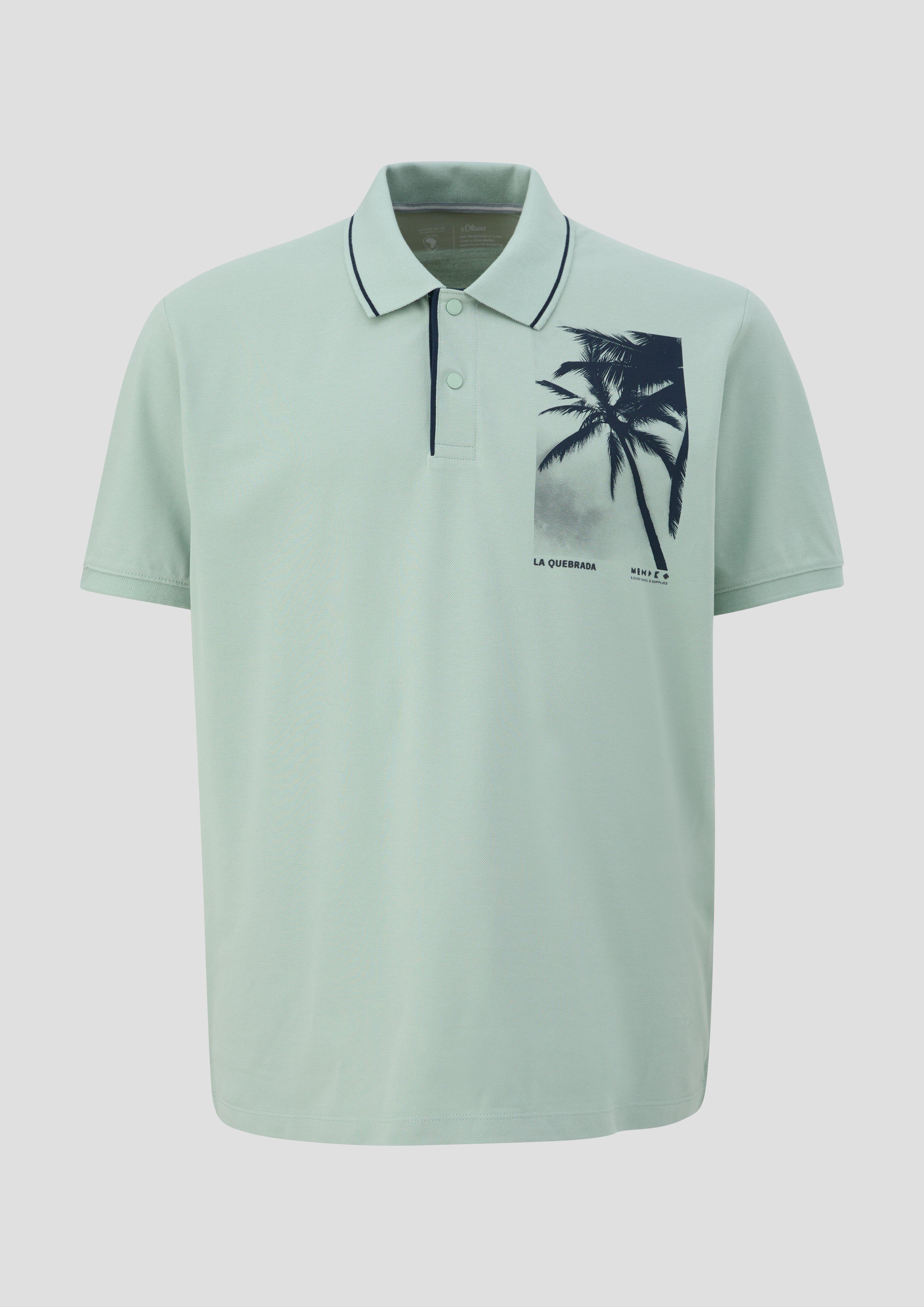 s.Oliver - Poloshirt mit Frontprint, Herren, grün