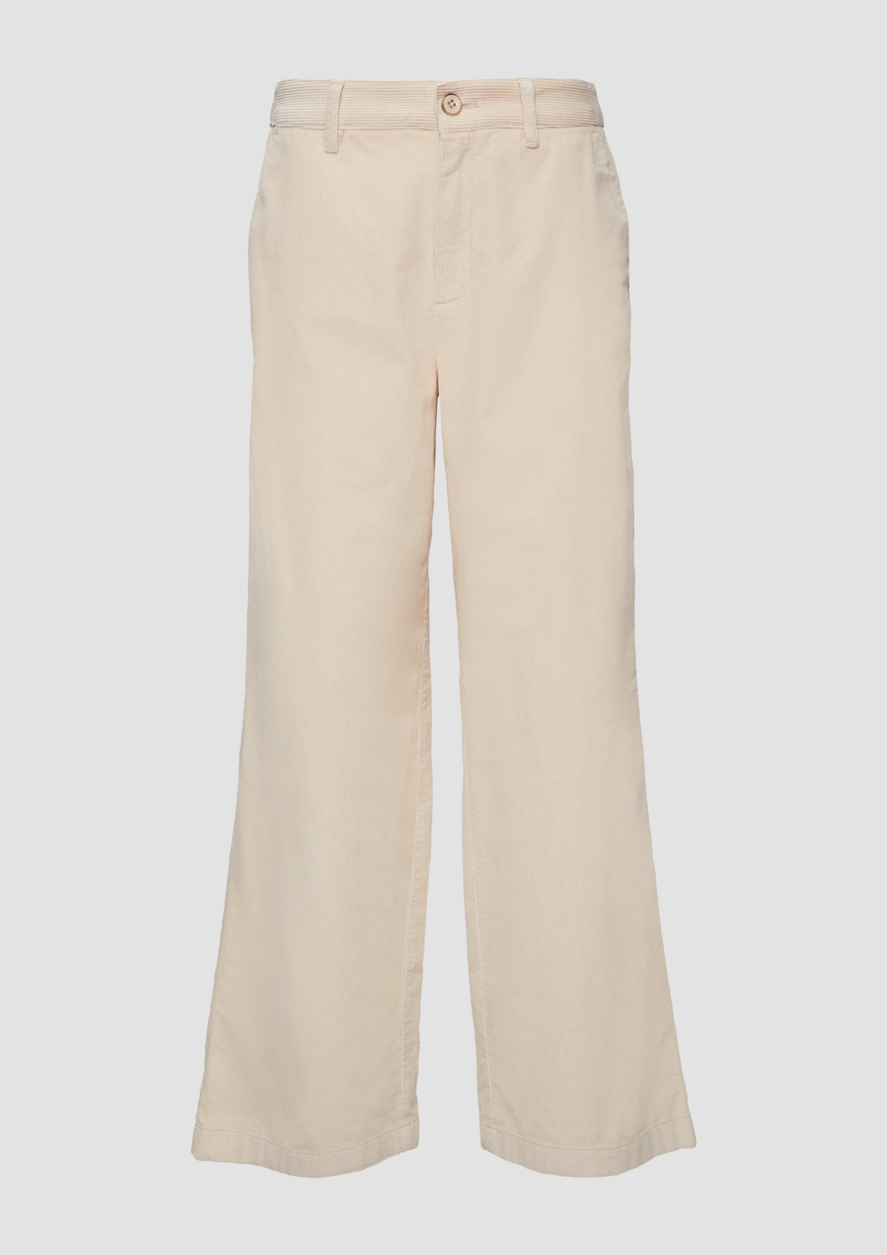 s.Oliver - Weiche Cordhose mit Wide Leg, Damen, Beige