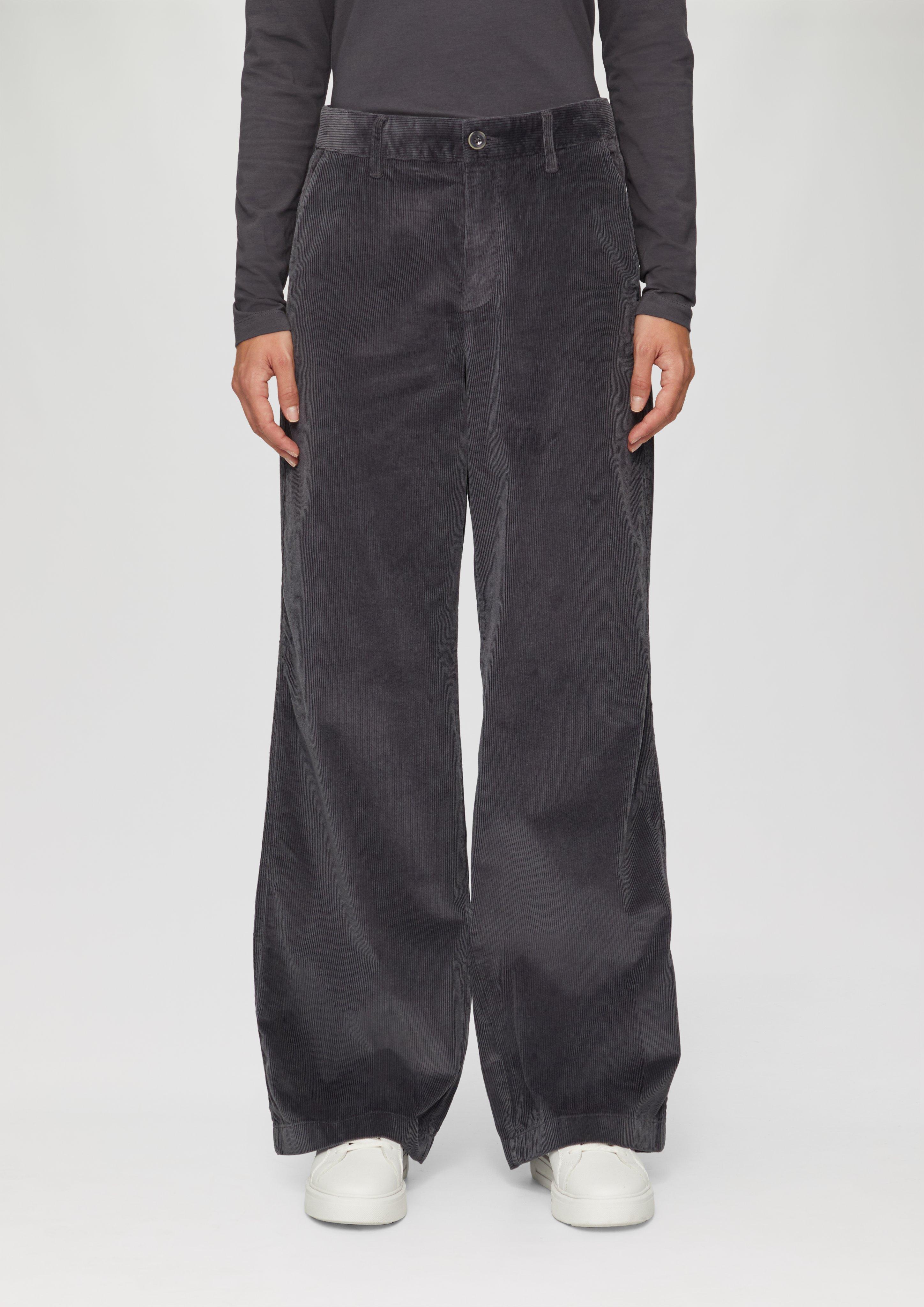 Soft corduroy trousers with a wide leg - dark grey | s.Oliver Soft corduroy trousers with a wide leg - dark grey | s.Oliver