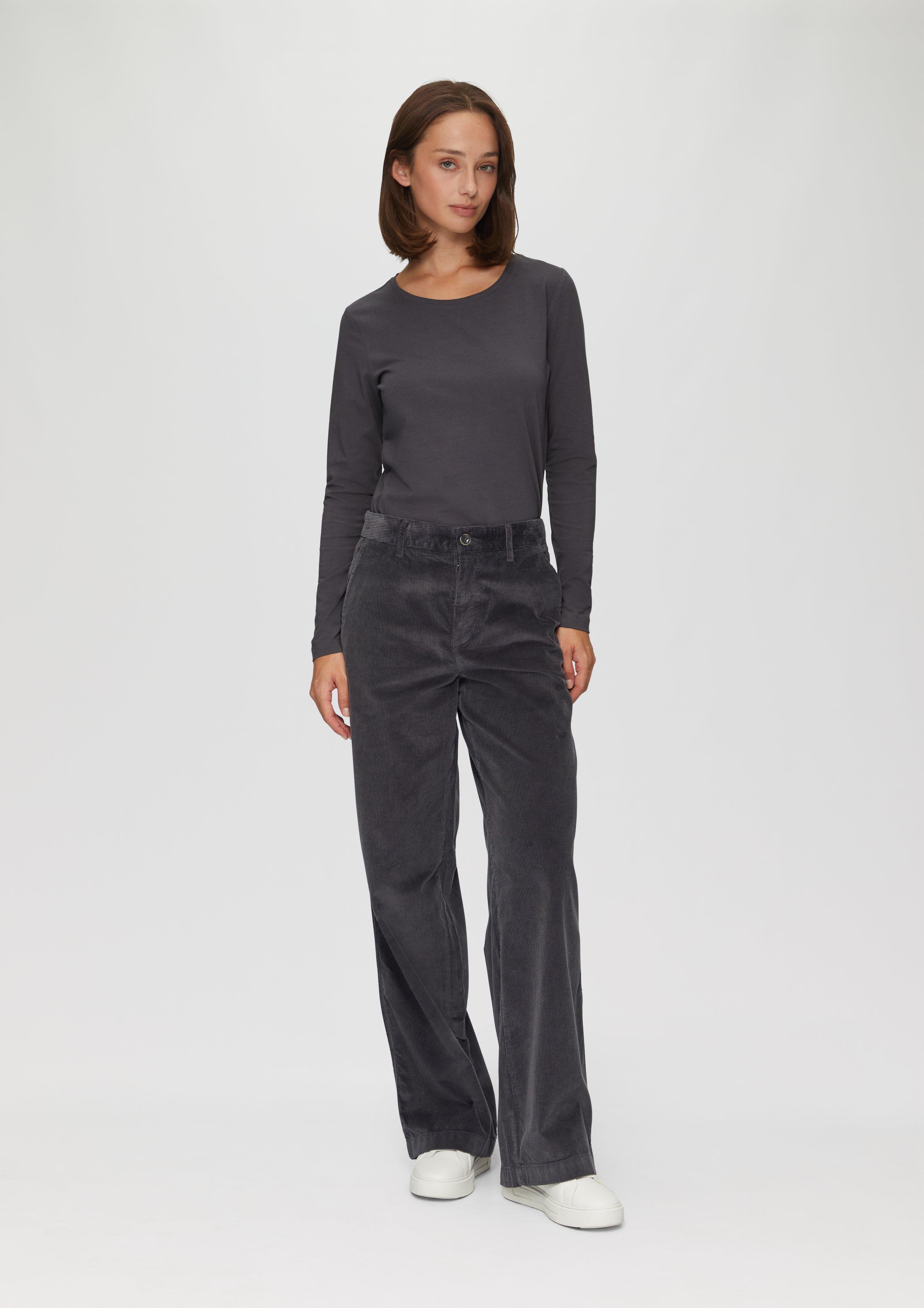 Soft corduroy trousers with a wide leg - dark grey | s.Oliver Soft corduroy trousers with a wide leg - dark grey | s.Oliver