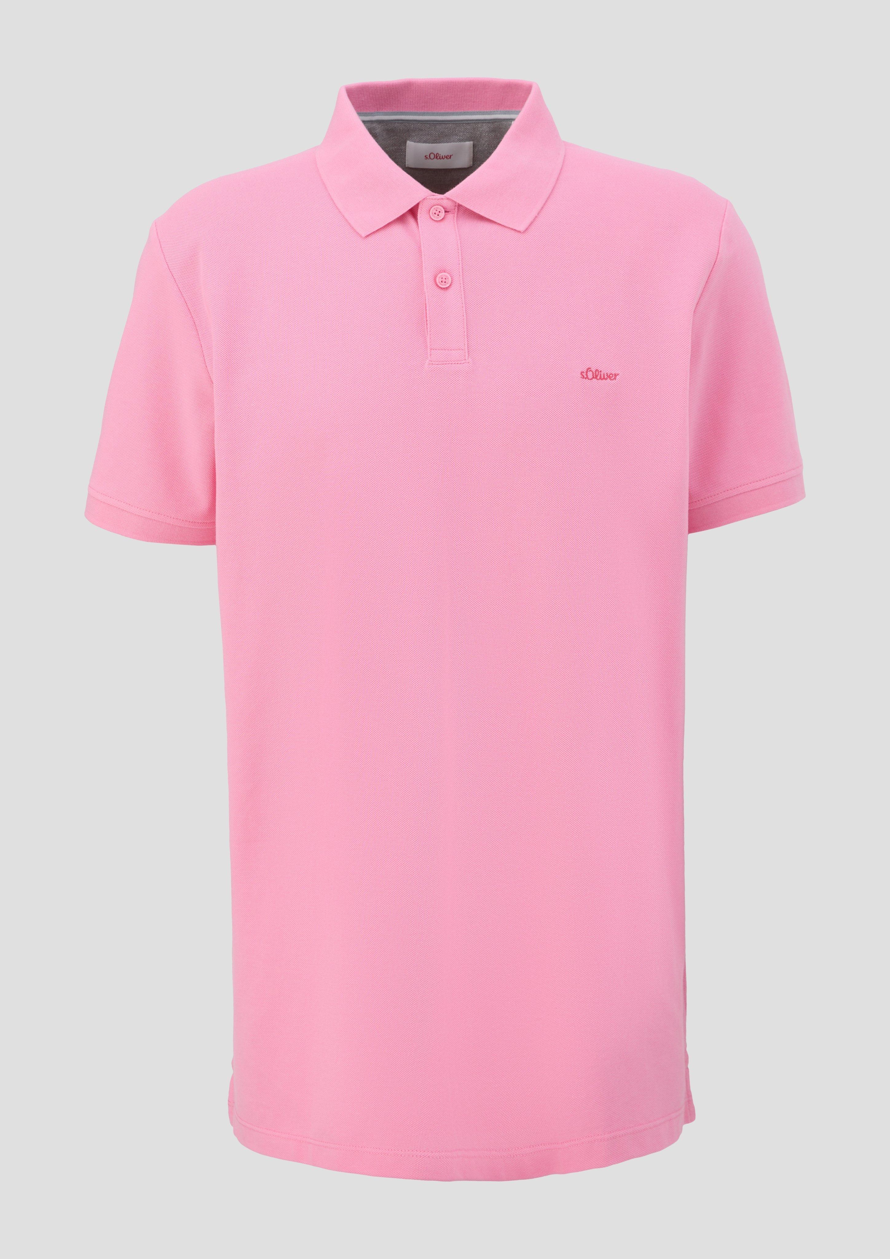 s.Oliver - Poloshirt aus Baumwolle mit Logo-Detail, Herren, Rosa