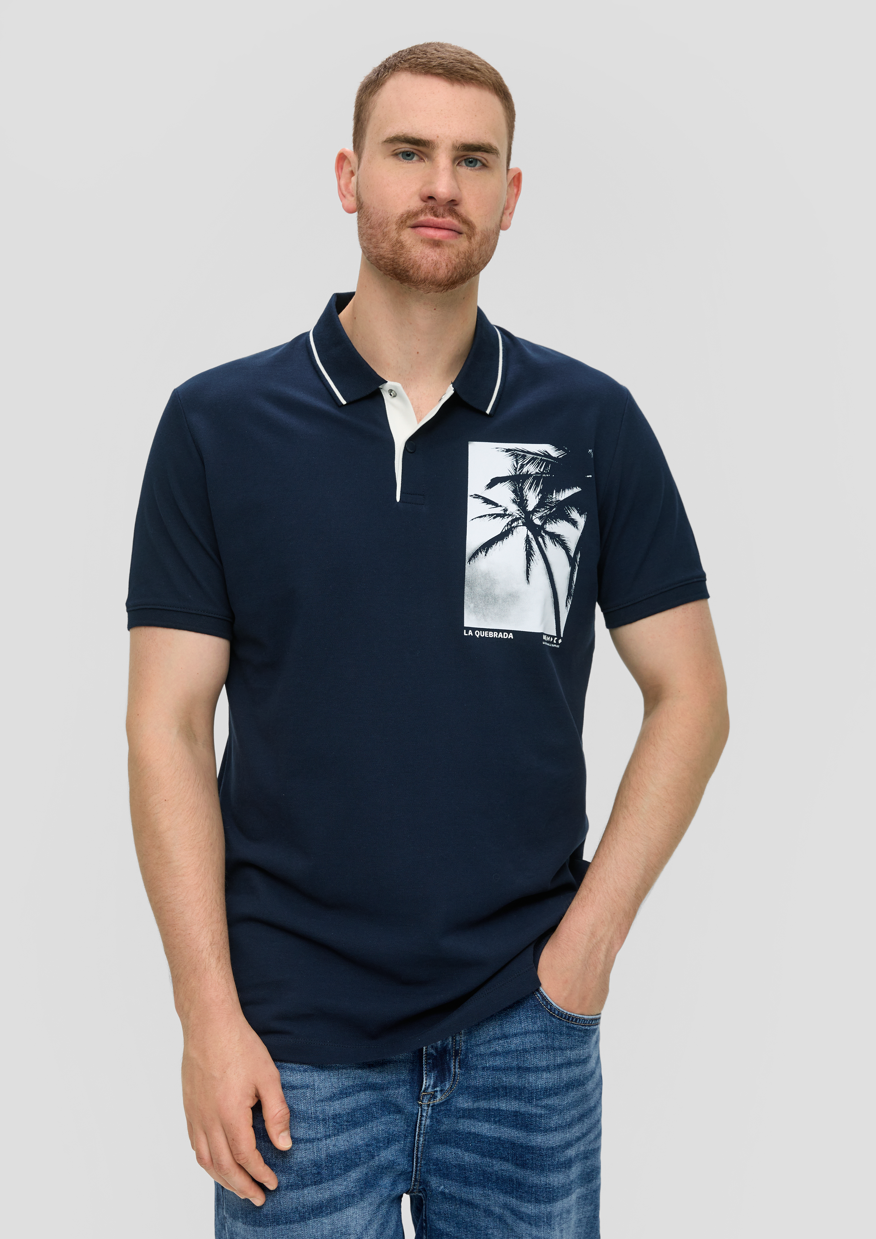 S.Oliver Poloshirt aus Baumwolle mit Frontprint