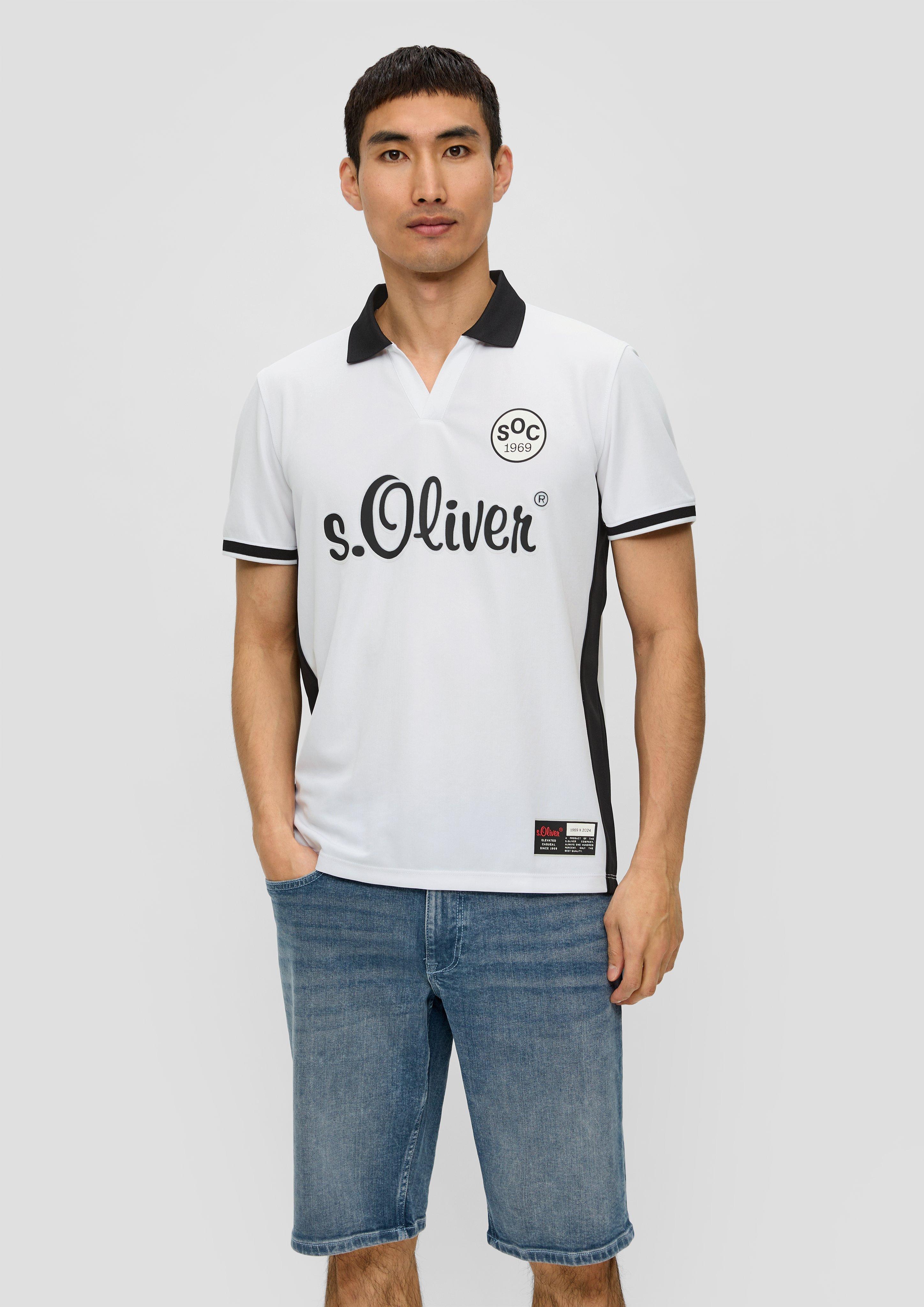 S.Oliver Unisex Poloshirt mit EM-Print und offenem Kragen