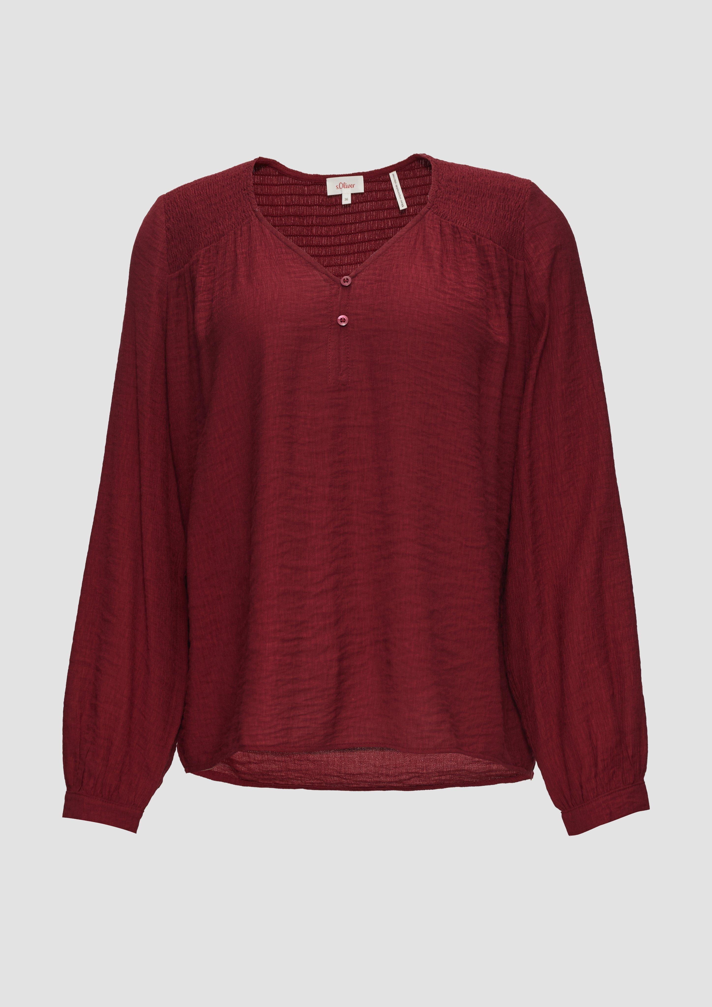 s.Oliver - Strukturierte Bluse aus Viskosemix mit Smok Details, Damen, rot