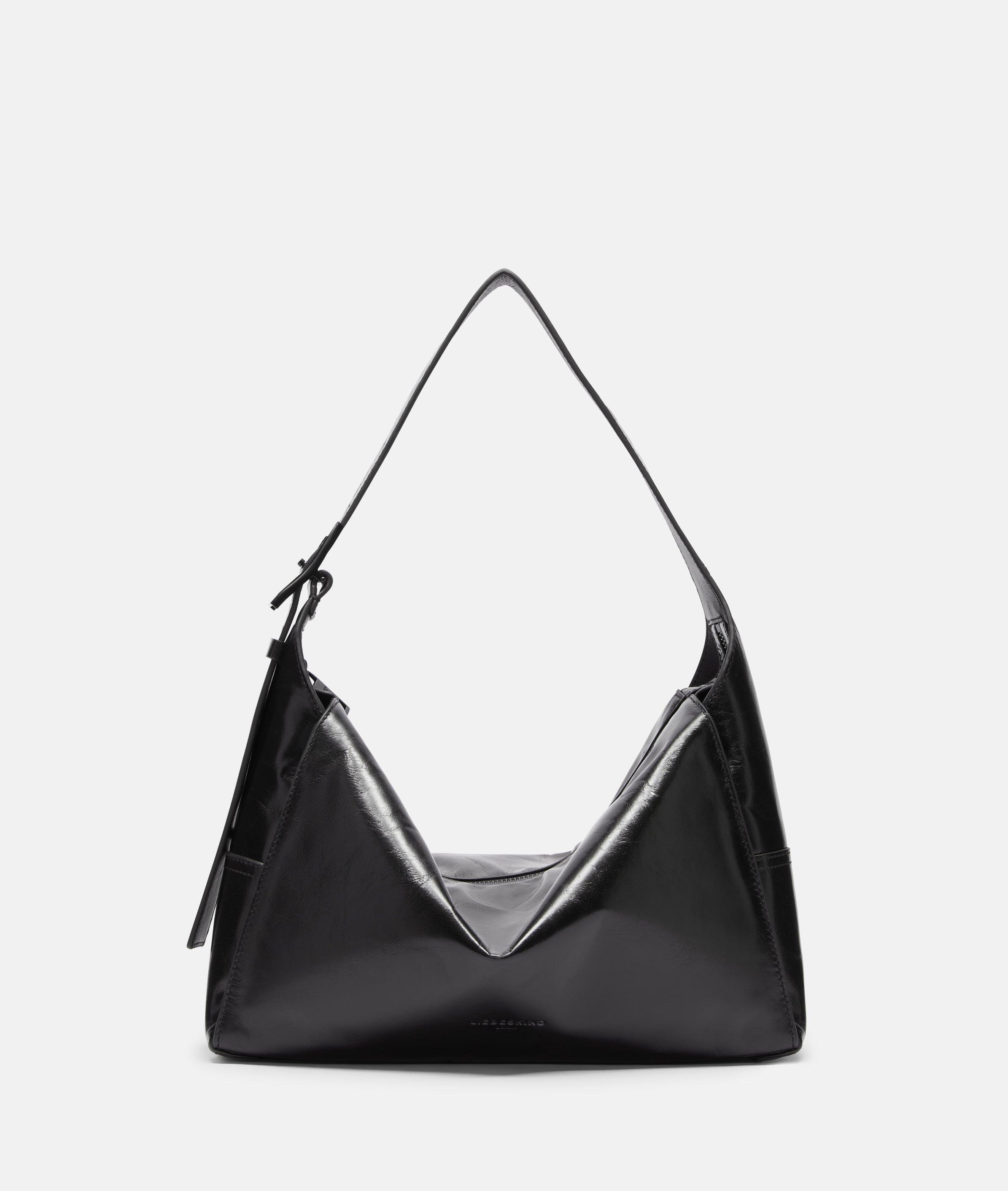 Liebeskind Berlin - Geräumige Hobo-Bag aus Leder in Crinkle-Optik -  schwarz